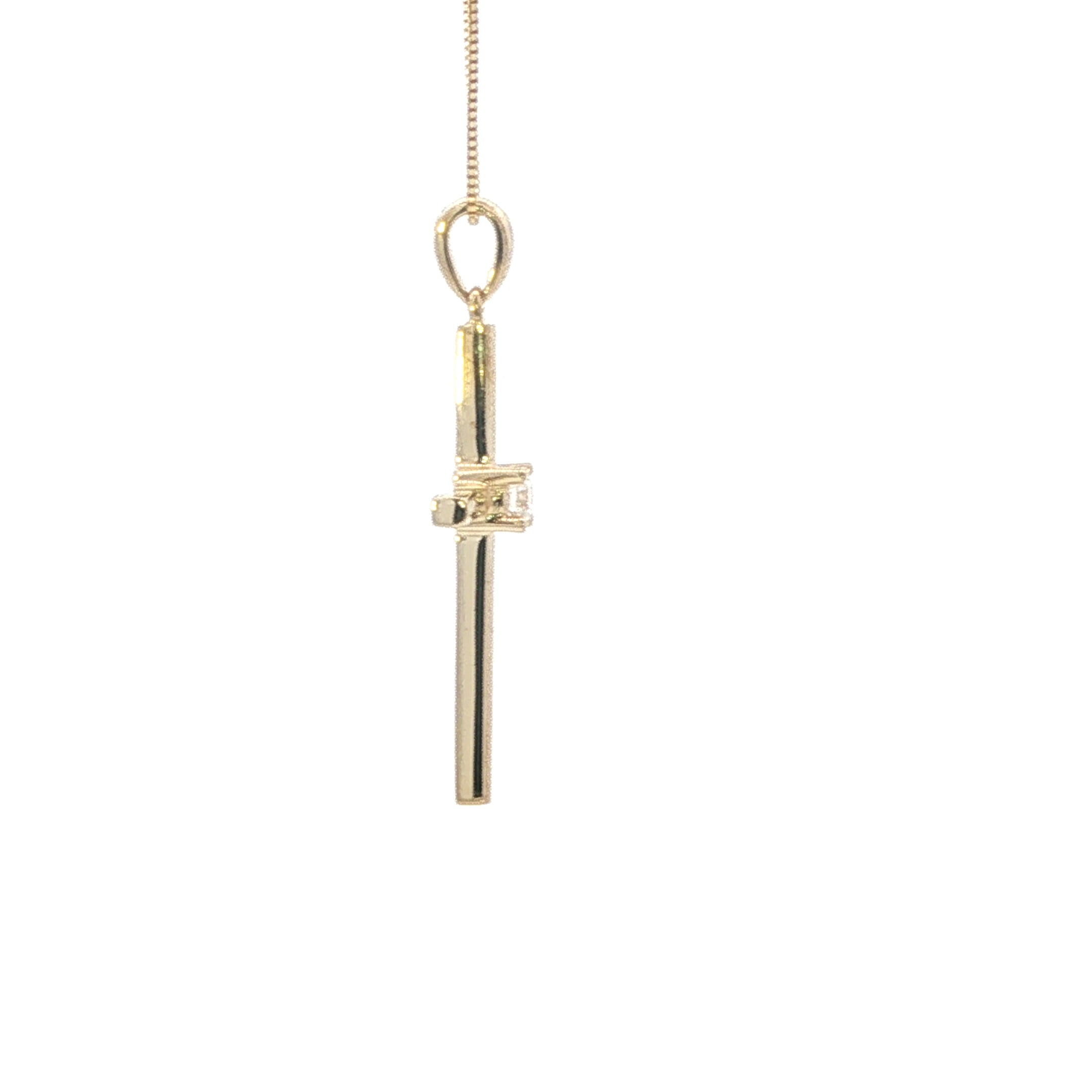 Estate Collection: 18K Yellow Gold Diamond Accented Cross Pendant without Chain