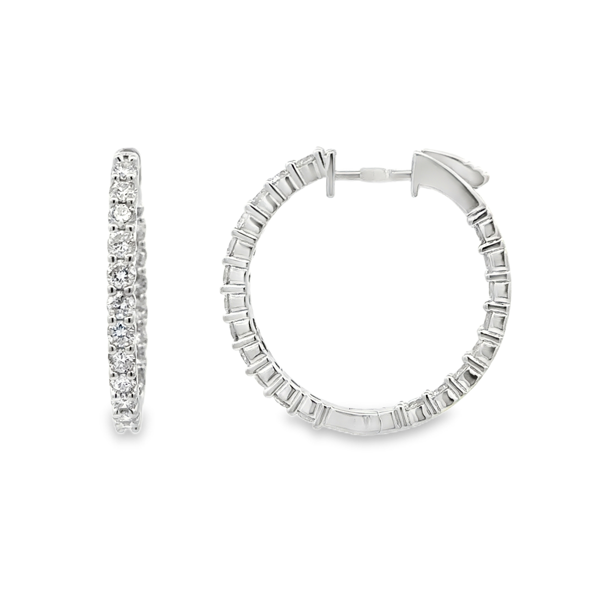 Sterling Silver 2CTW. Lab-Grown Diamond Inside-Out Hoop Earrings