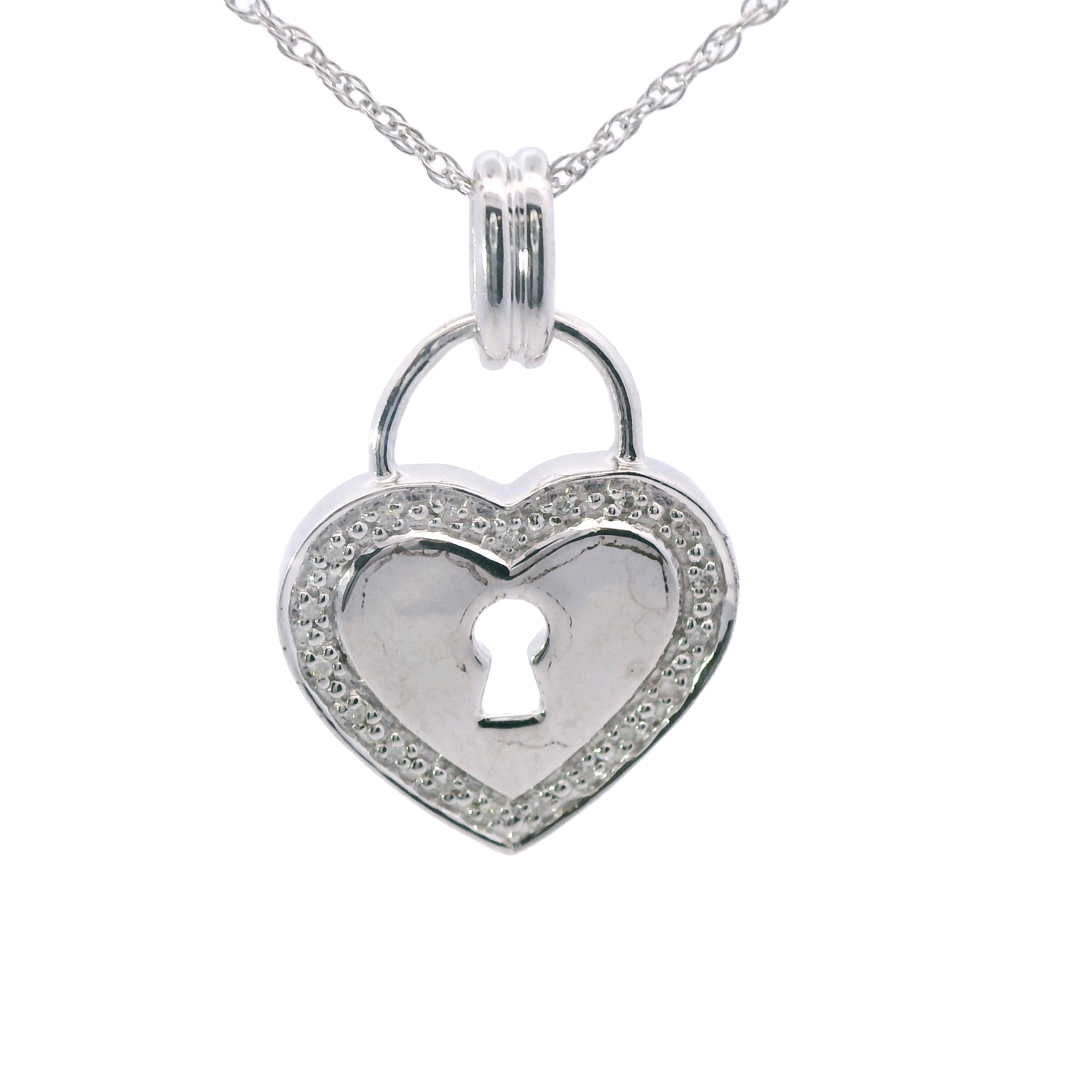 Sterling Silver Diamond Heart Pendant Necklace