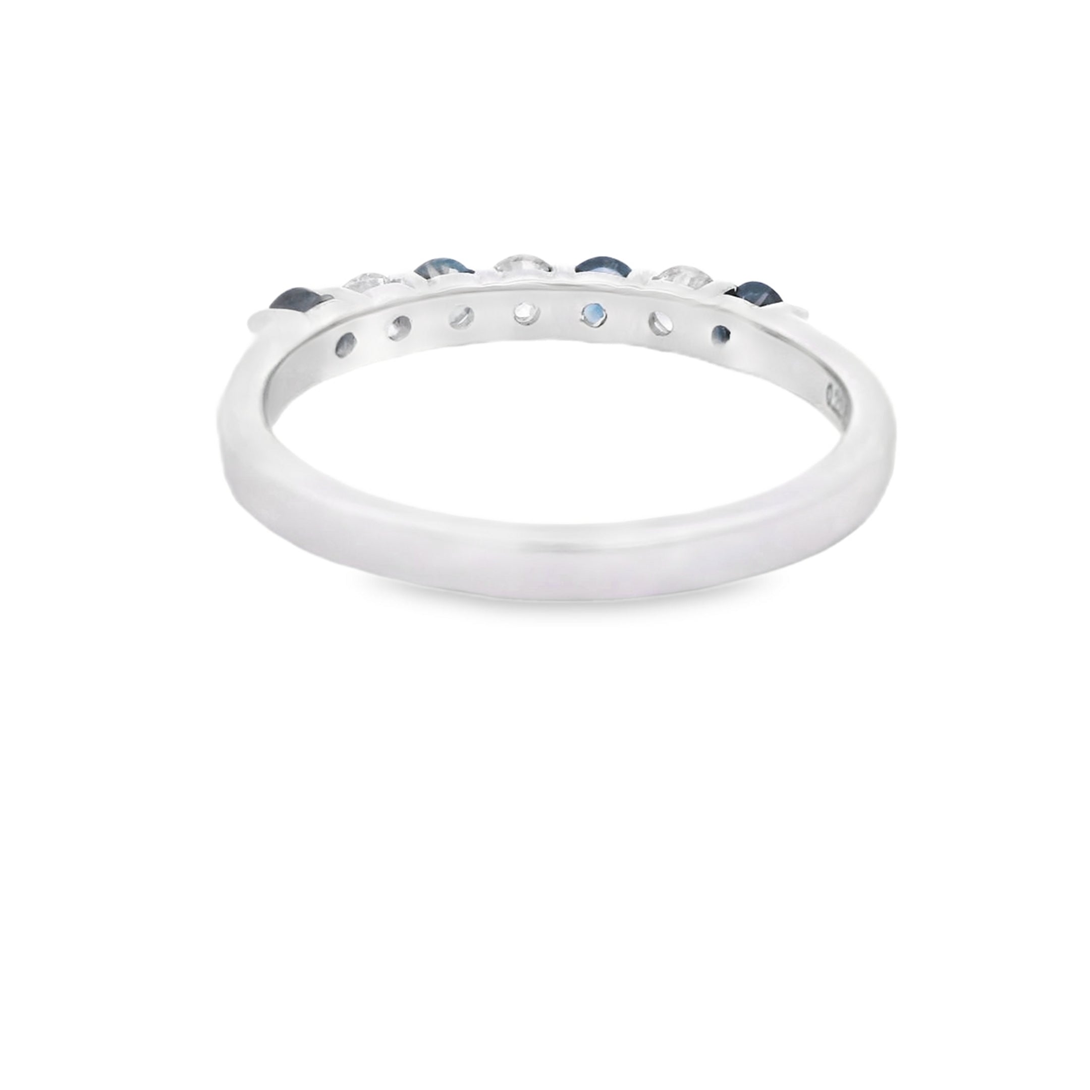14K White Gold 3/8CT. Sapphire and 1/5CT. Diamond Stackable Ring