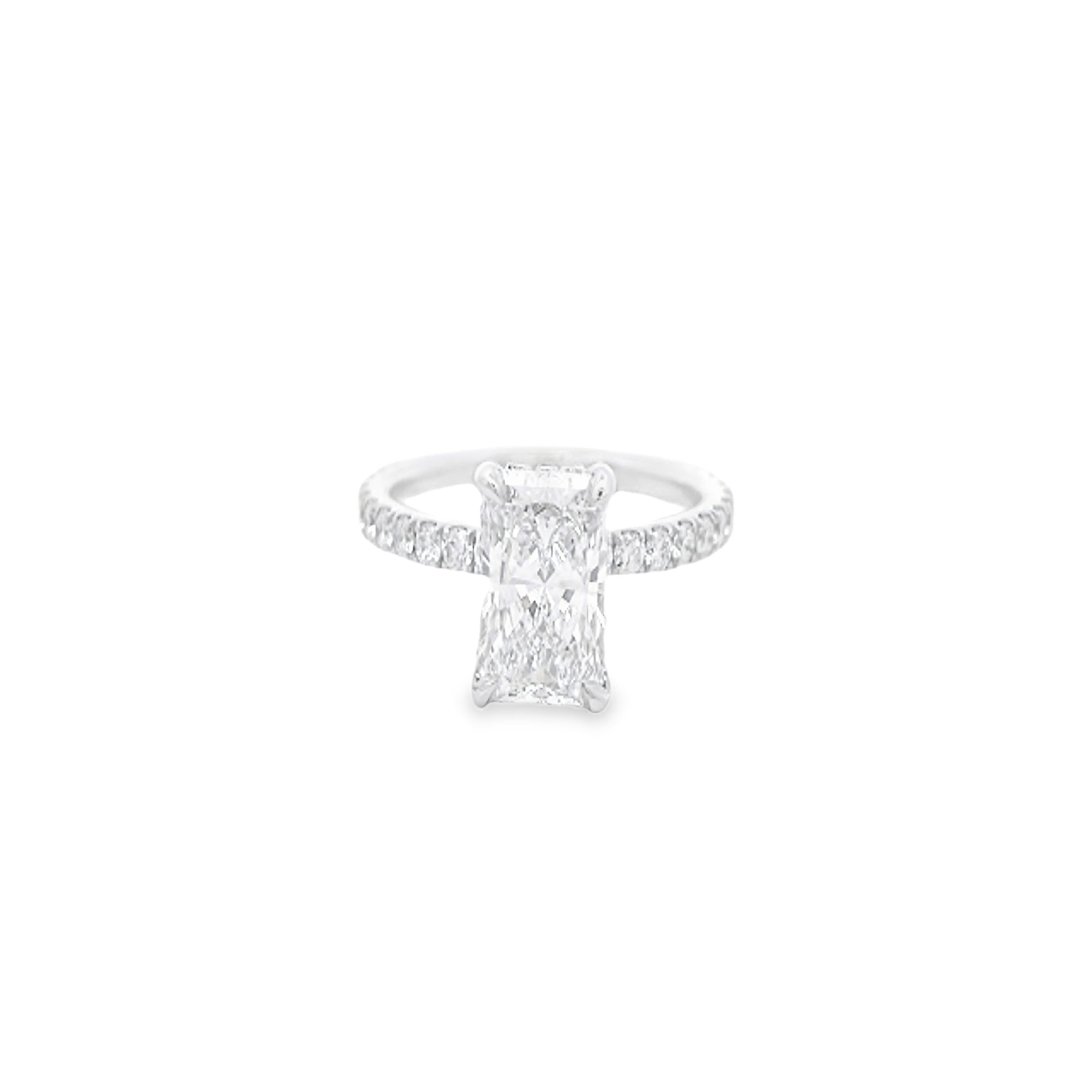 Certified 14K White Gold 2CTW. Certified Radiant-Cut Lab-Grown Diamond Engagement Ring