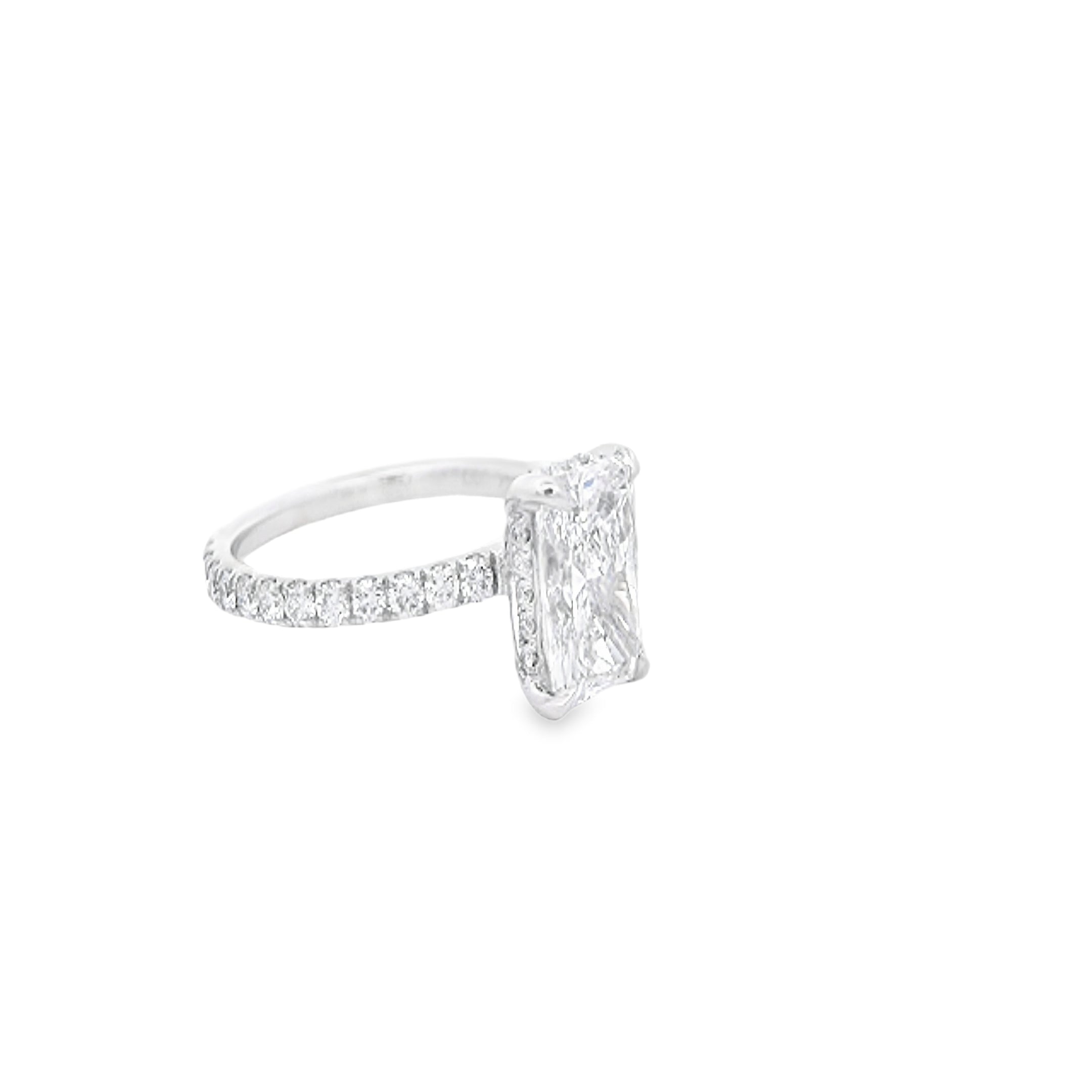 Certified 14K White Gold 2CTW. Certified Radiant-Cut Lab-Grown Diamond Engagement Ring