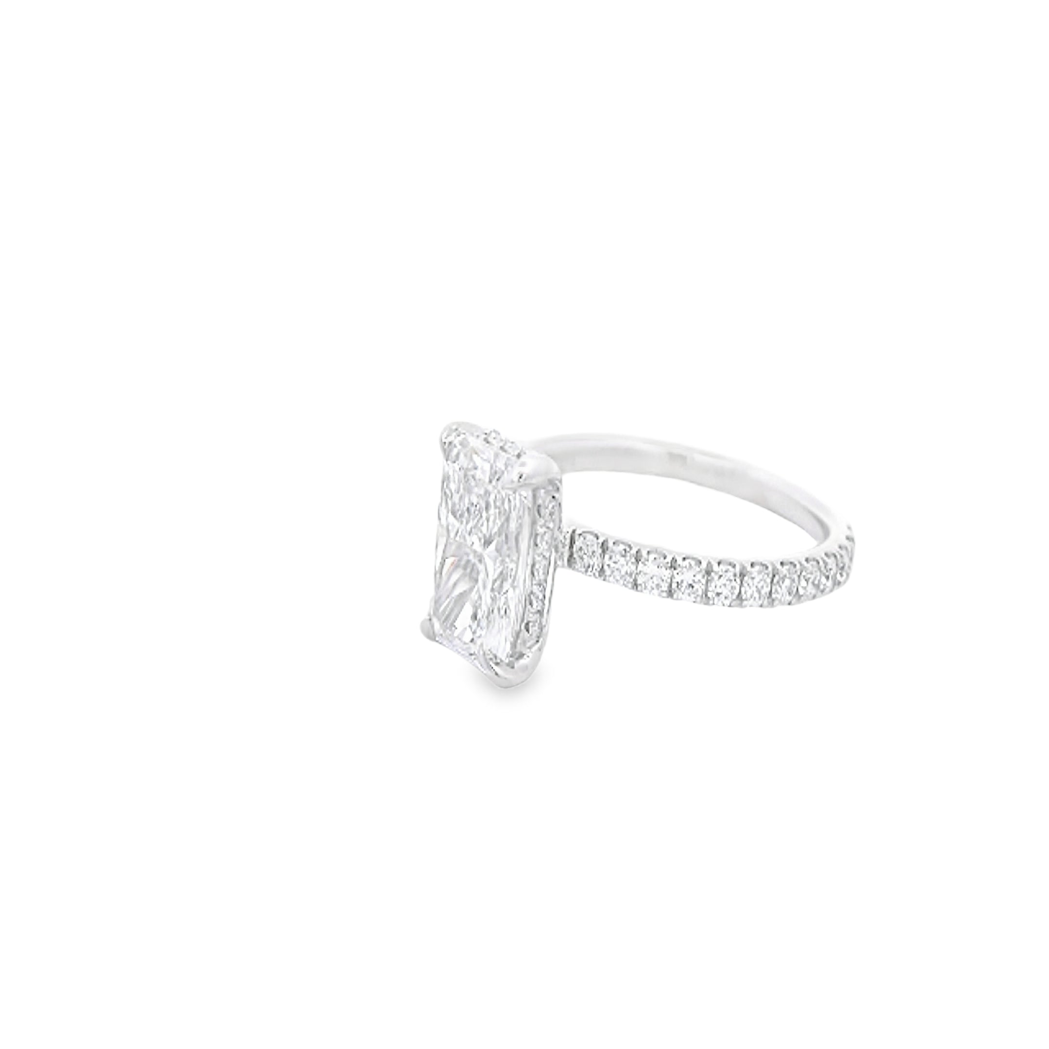 Certified 14K White Gold 2CTW. Certified Radiant-Cut Lab-Grown Diamond Engagement Ring