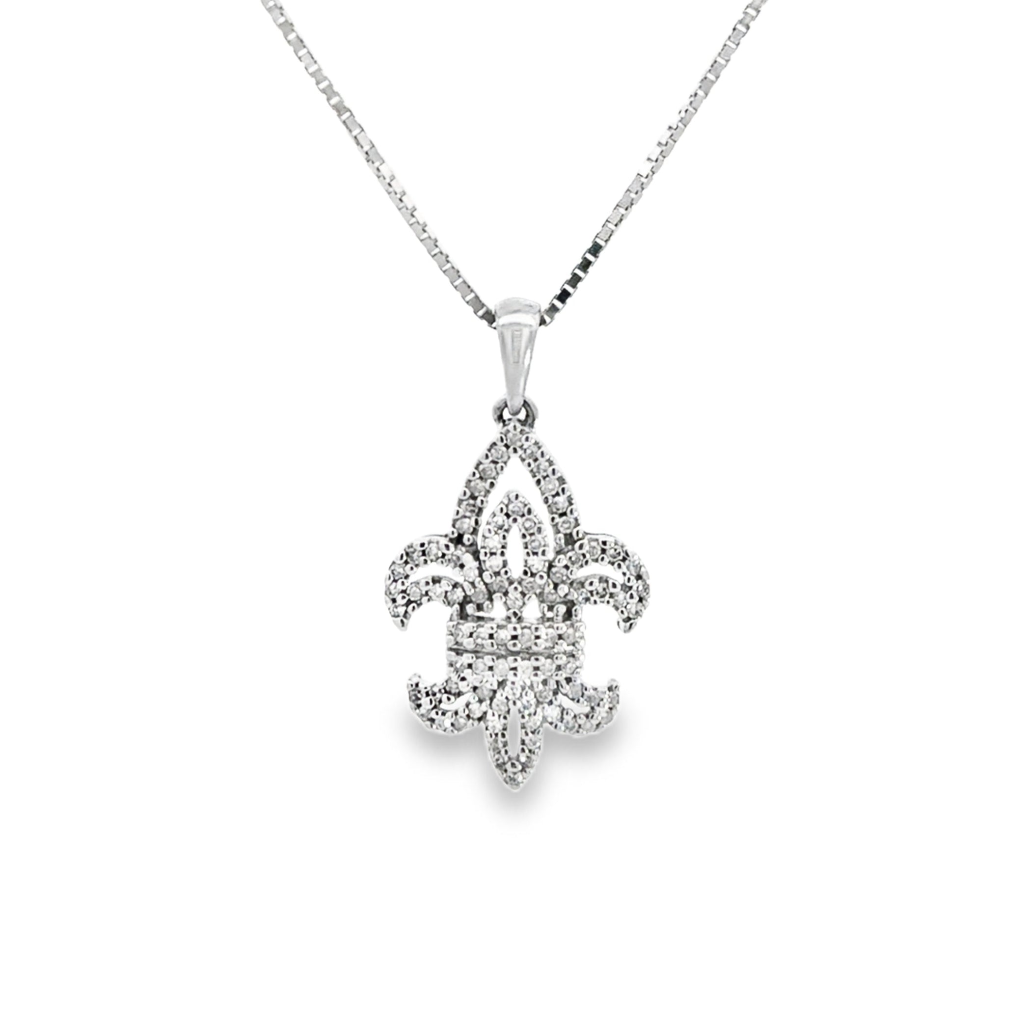 One of a kind diamond estate 10k white gold pendant
