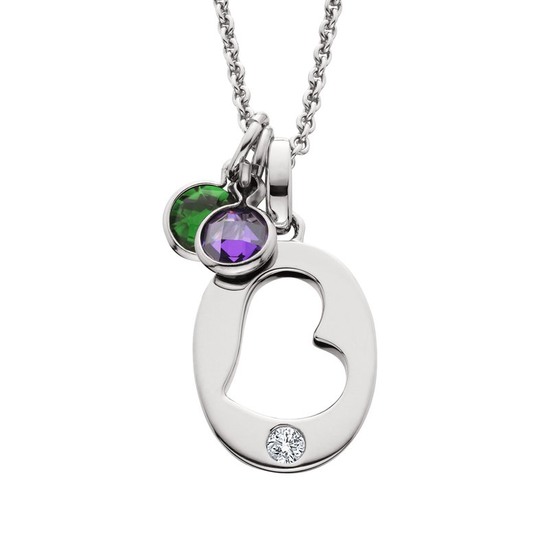 Sterling Silver Open Heart Pendant Necklace With two charms that are sold separately