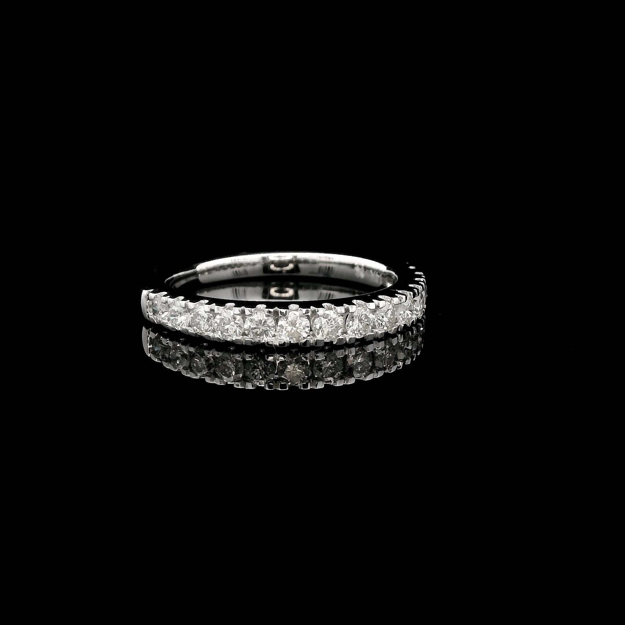 14K White Gold .55CT. 14 Stone Round Diamond Band