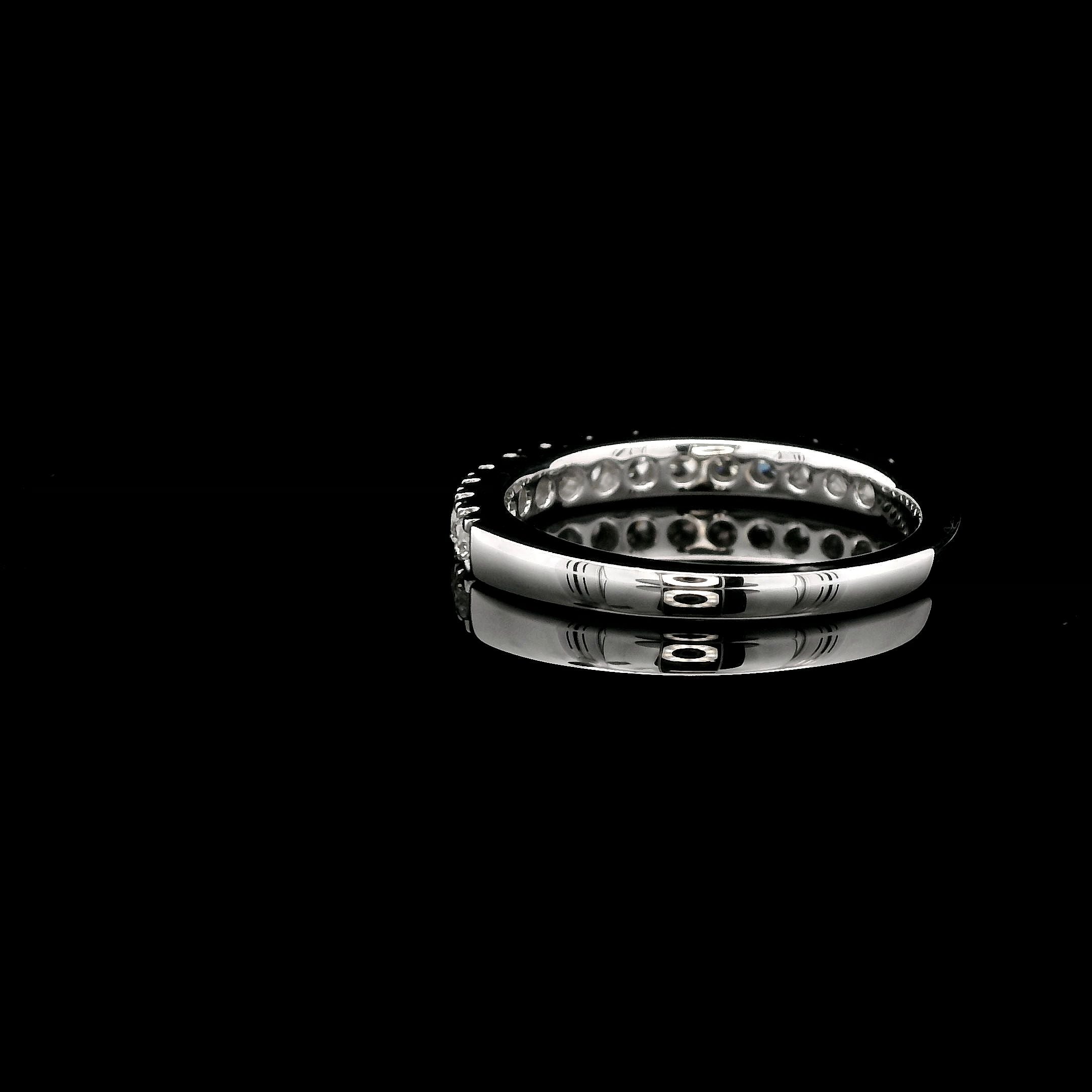 14K White Gold .55CT. 14 Stone Round Diamond Band