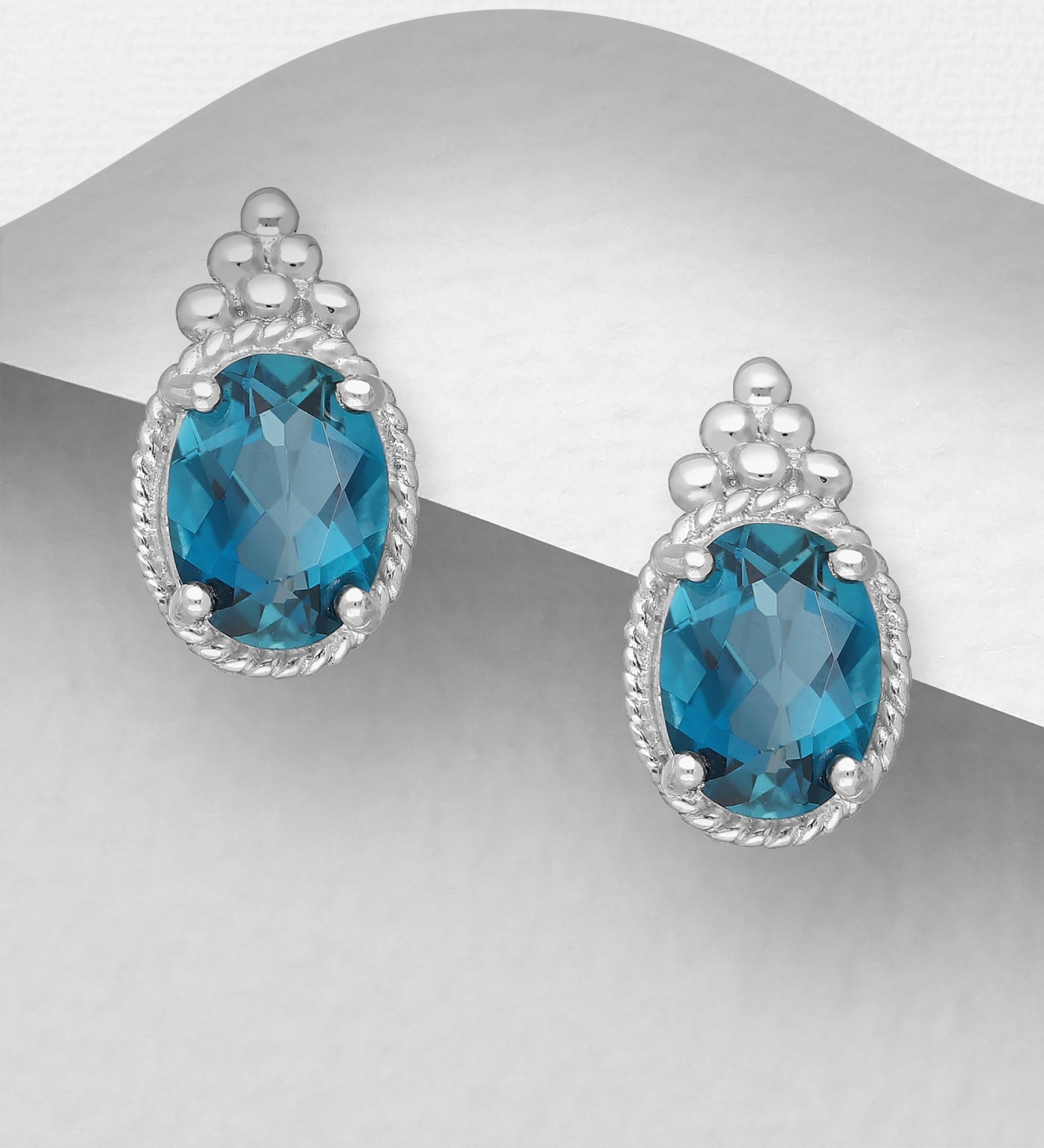 Sterling Silver Topaz Omega Lock Earrings