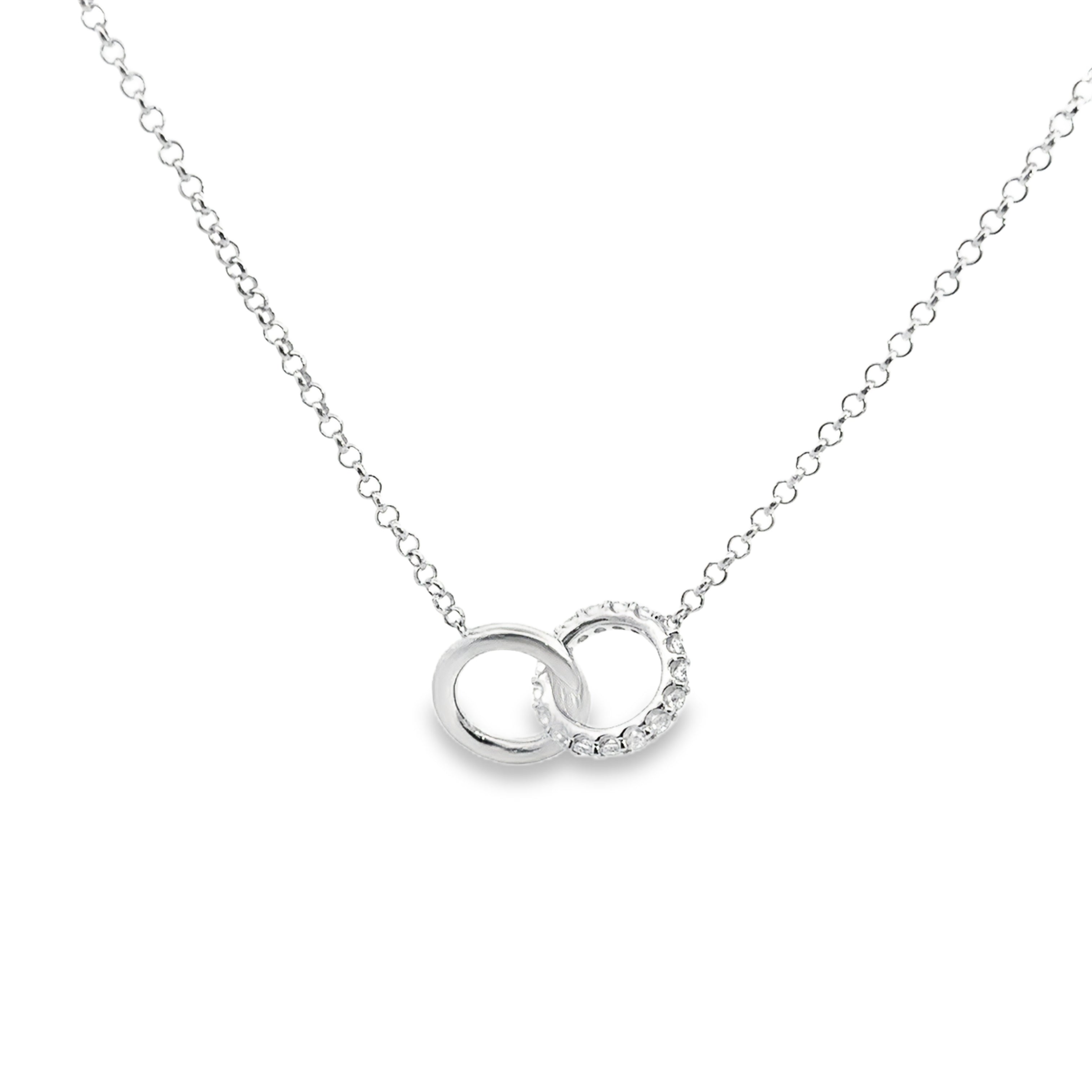 Sterling Silver Lab-Grown Diamond 1.02CTW. "Forever Linked" Interlocking Circle Fashion Necklace