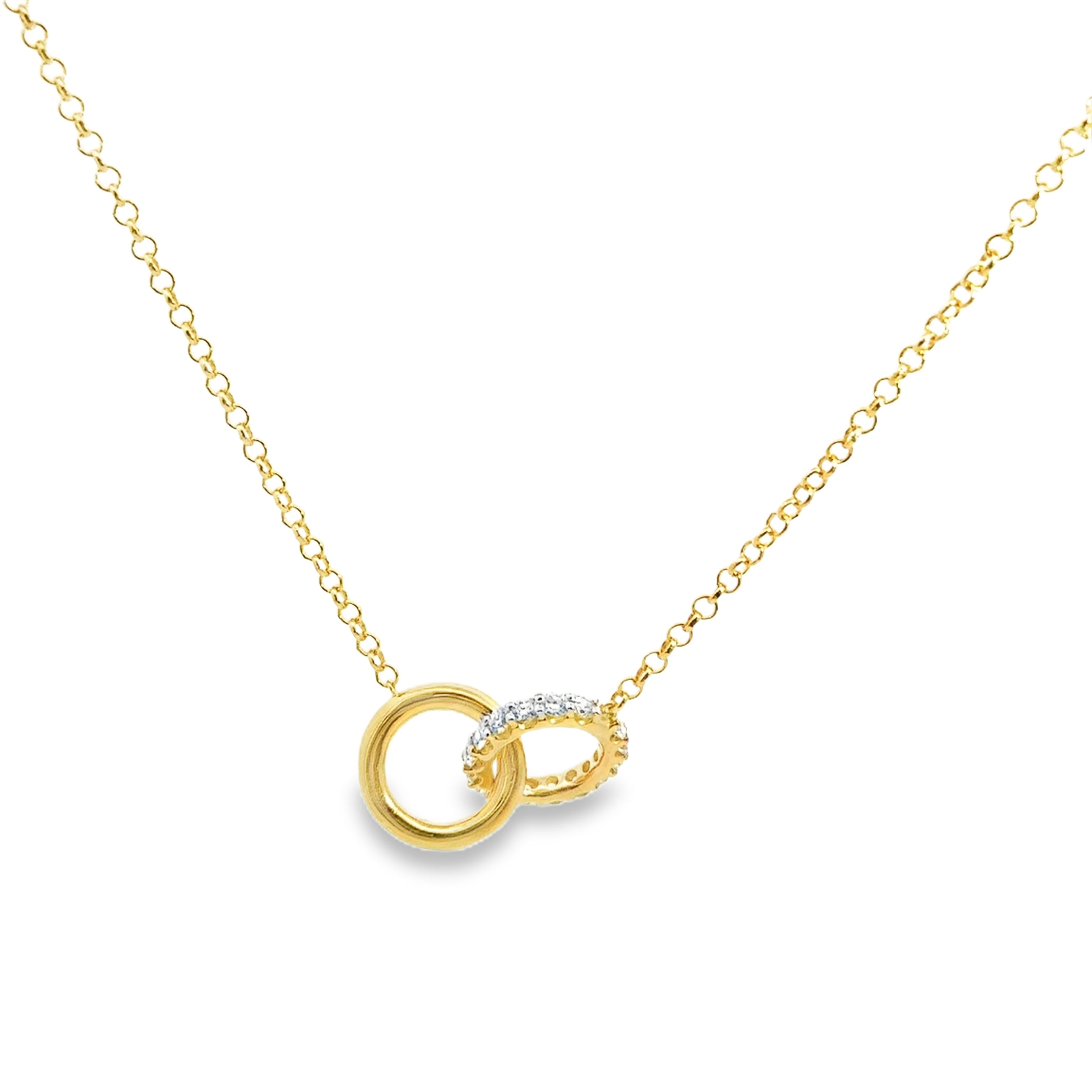 Gold-Plated Lab-Grown Diamond 1.02CTW. "Forever Linked" Interlocking Circle Fashion Necklace