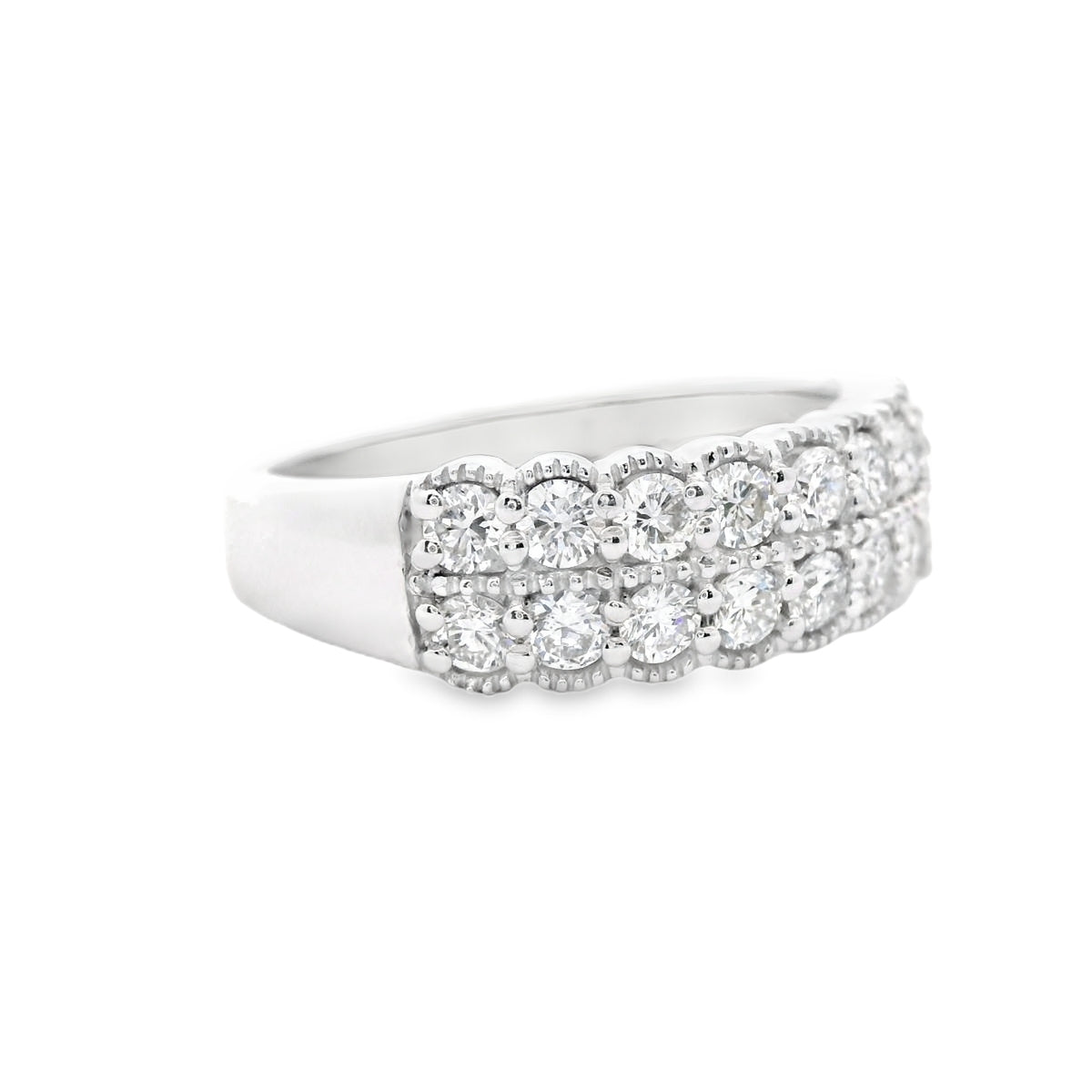 Side View of Sterling Silver 1CTW. Lab-Grown Diamond Double Row Fashion Ring