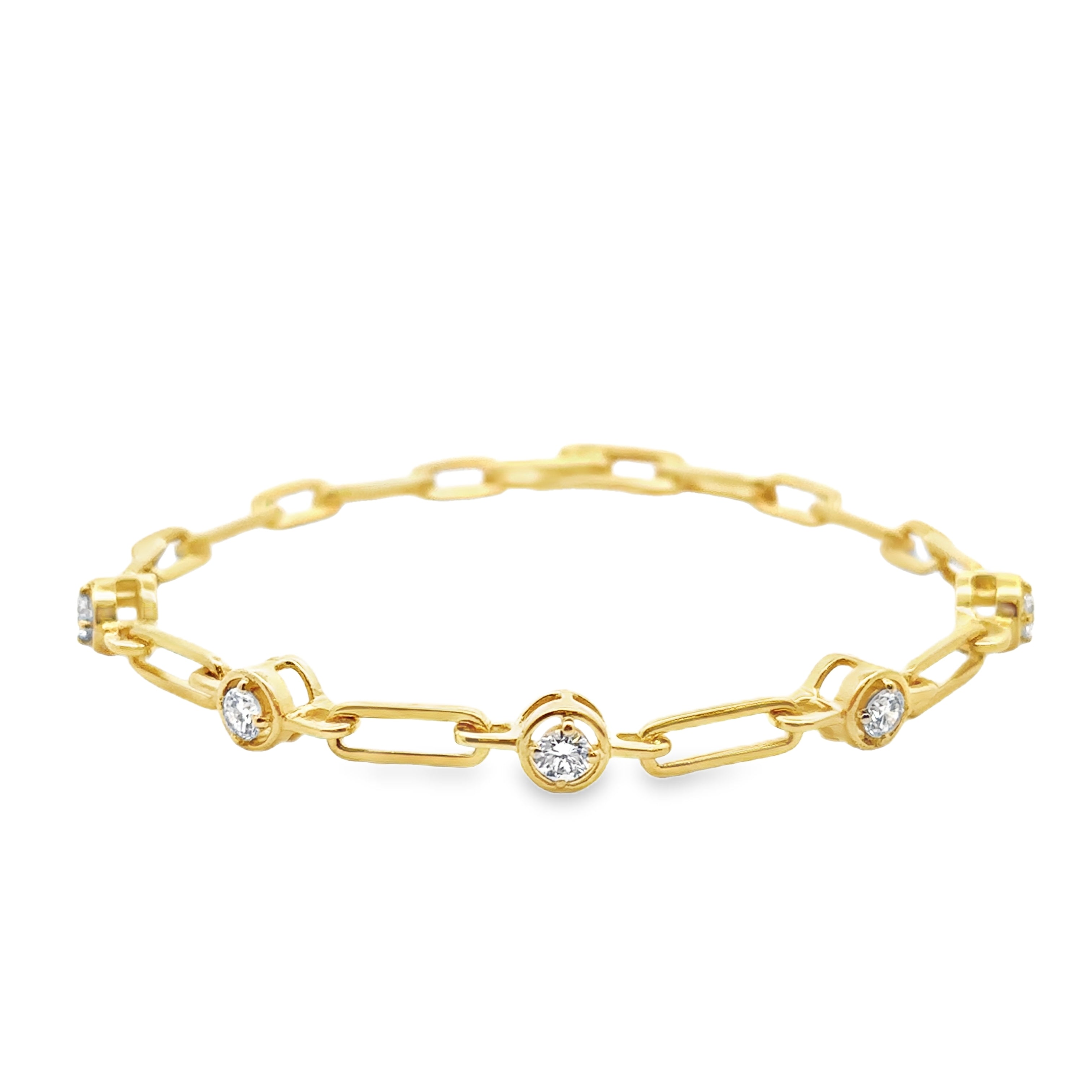 Gold-Plated 0.75CTW. Lab-Grown Diamond Paperclip Link Bracelet