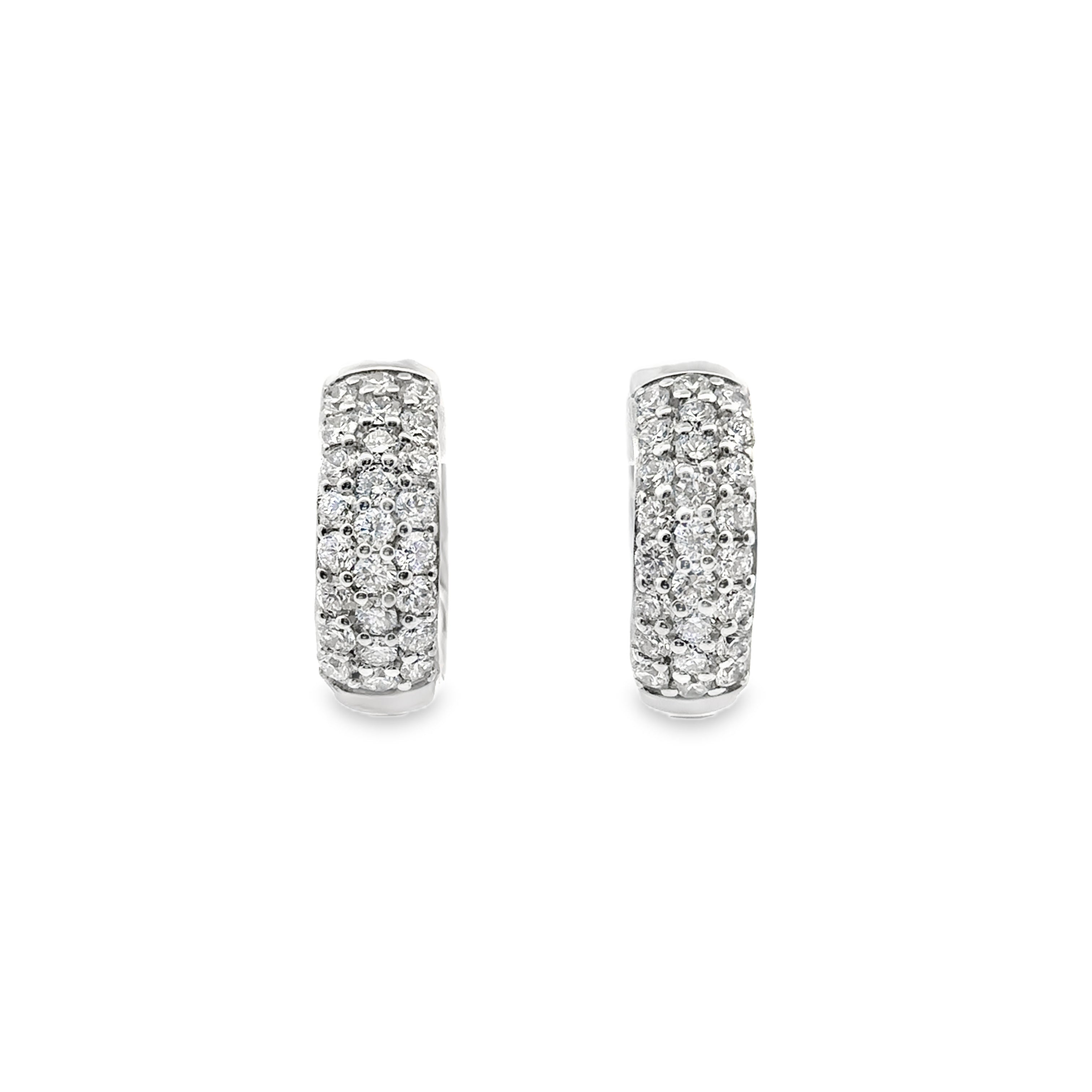 Sterling Silver 2CTW. Lab-Grown Diamond Hoop Earrings - Front View