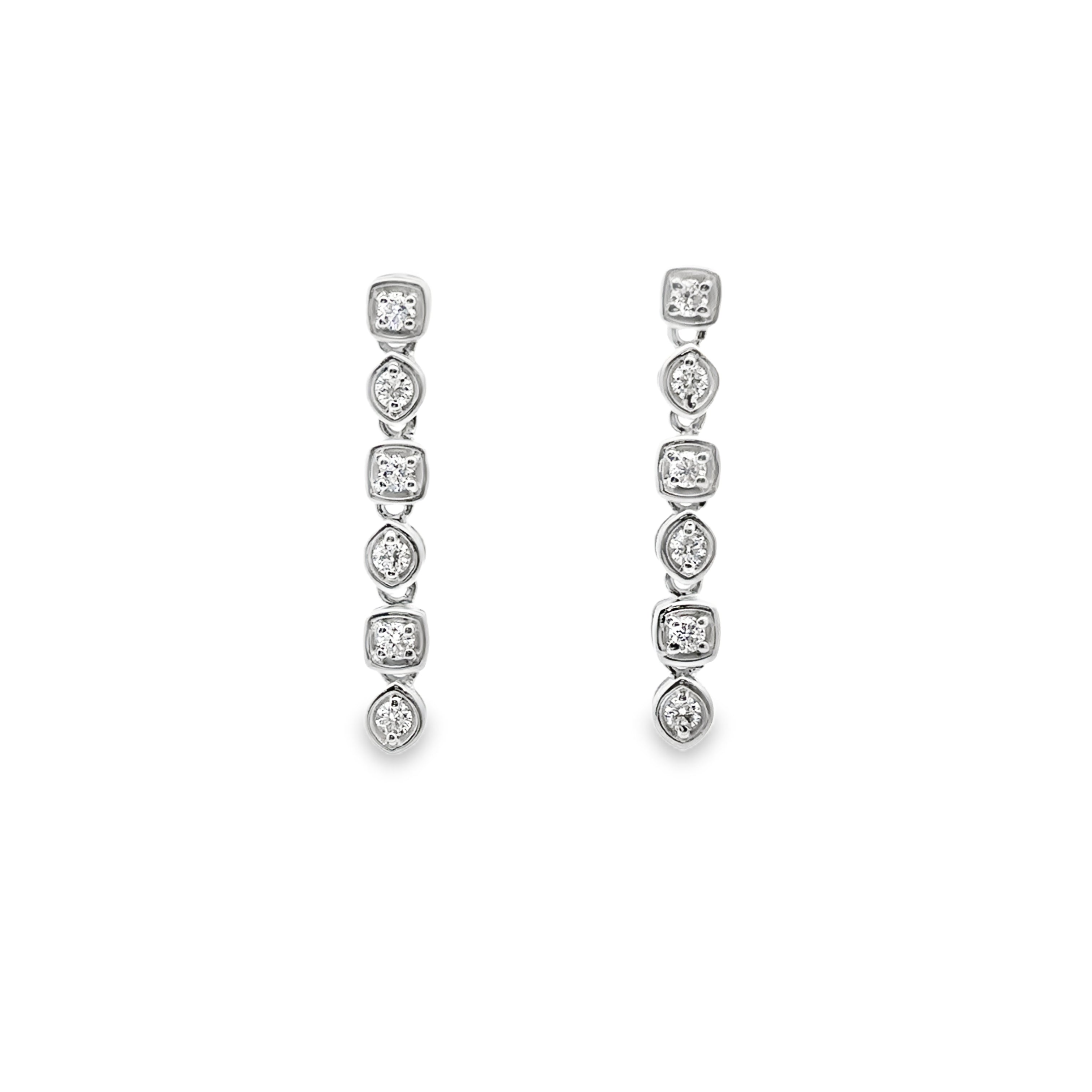 Sterling Silver 0.50CTW. Lab-Grown Diamond Dangle Earrings