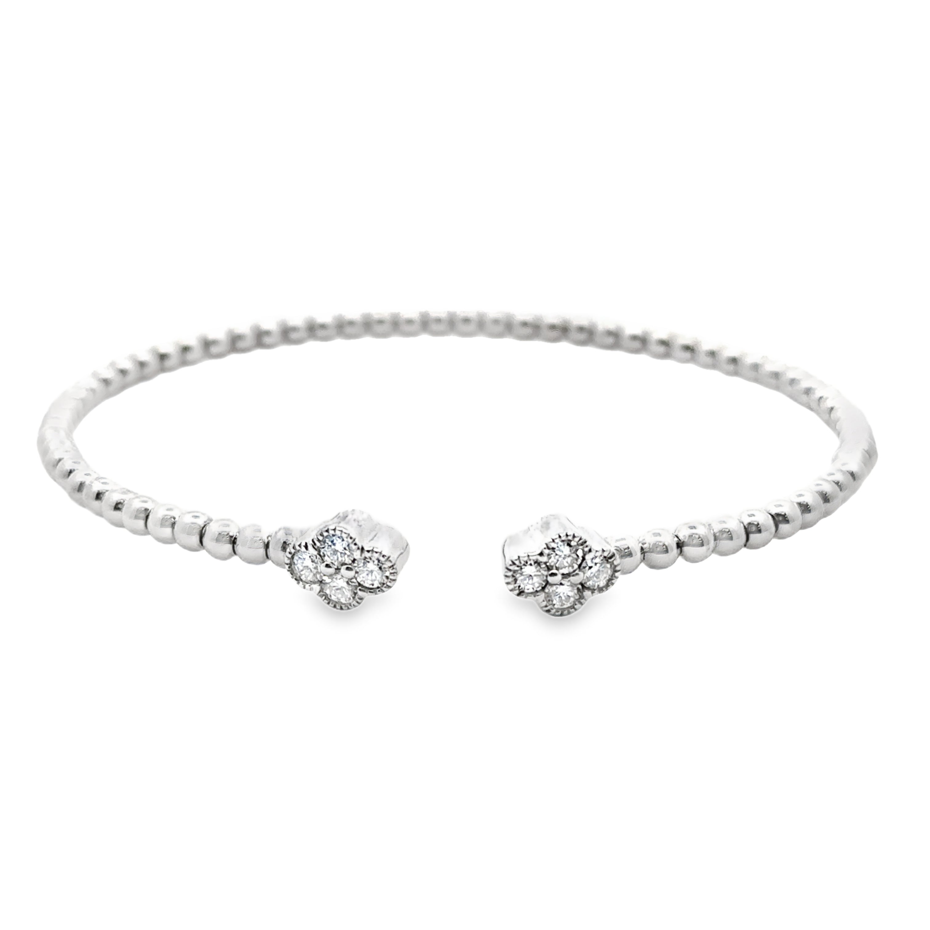 Sterling Silver 0.53CTW. Lab-Grown Diamond Clover Beaded Bracelet