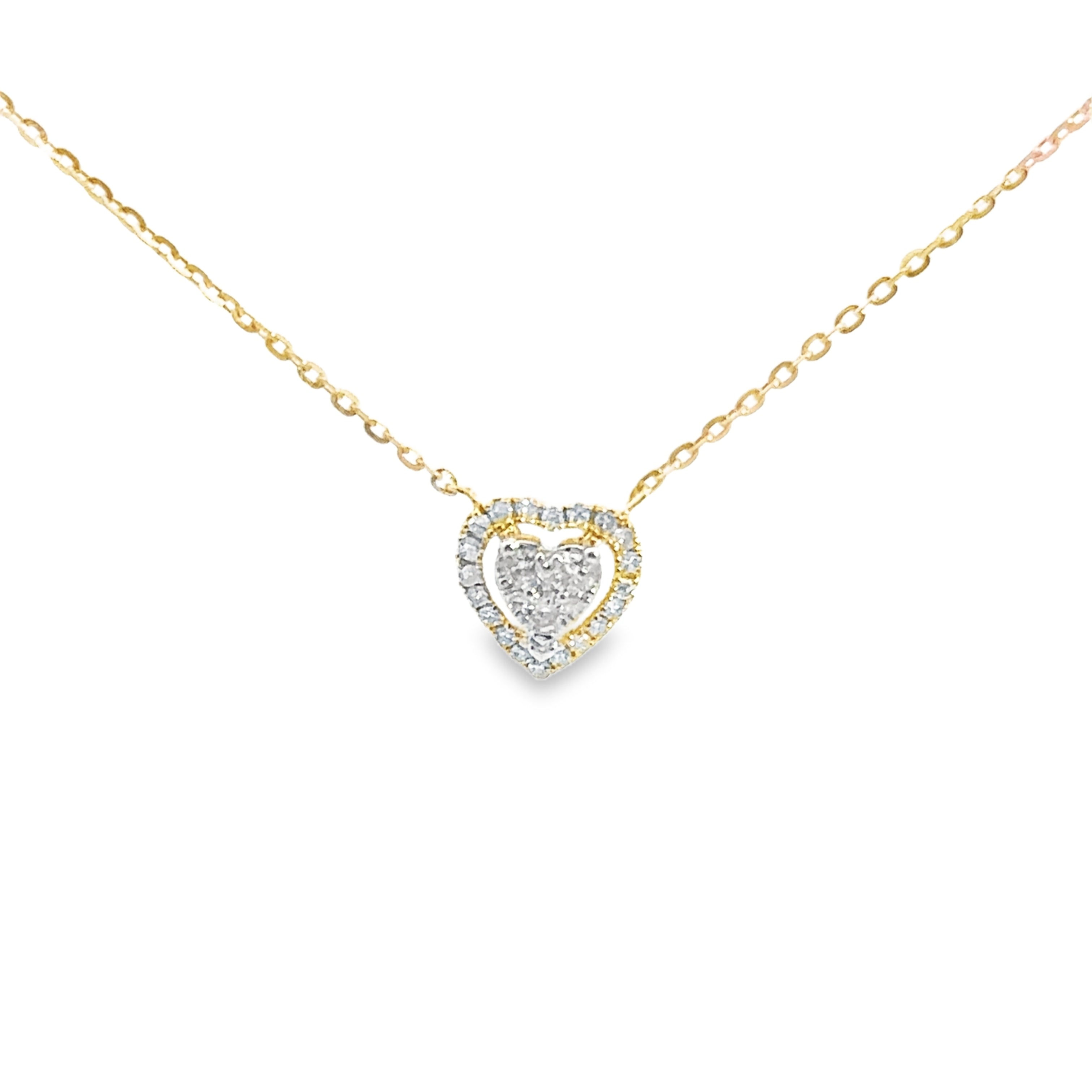 10k Yellow gold Diamond heart necklace