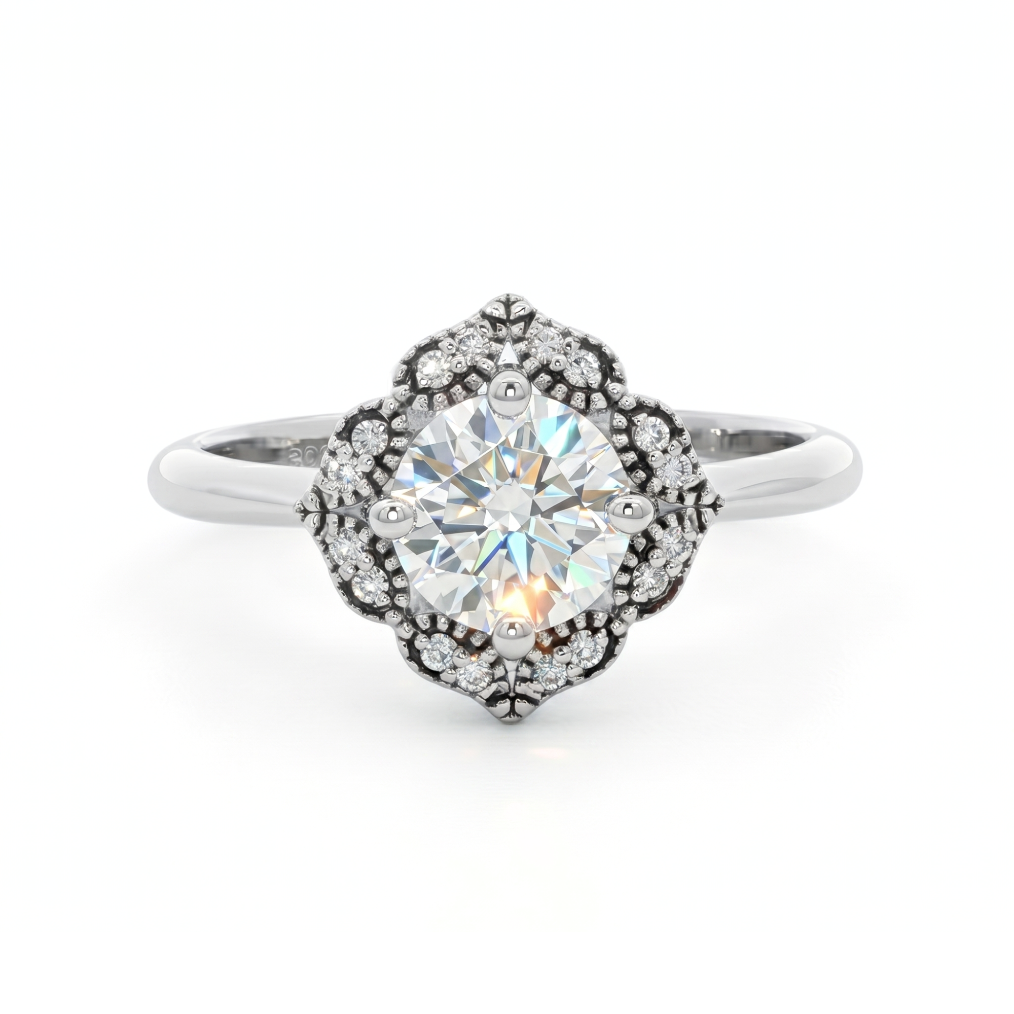 Sterling Silver Vintage-Inspired Moissanite Ring