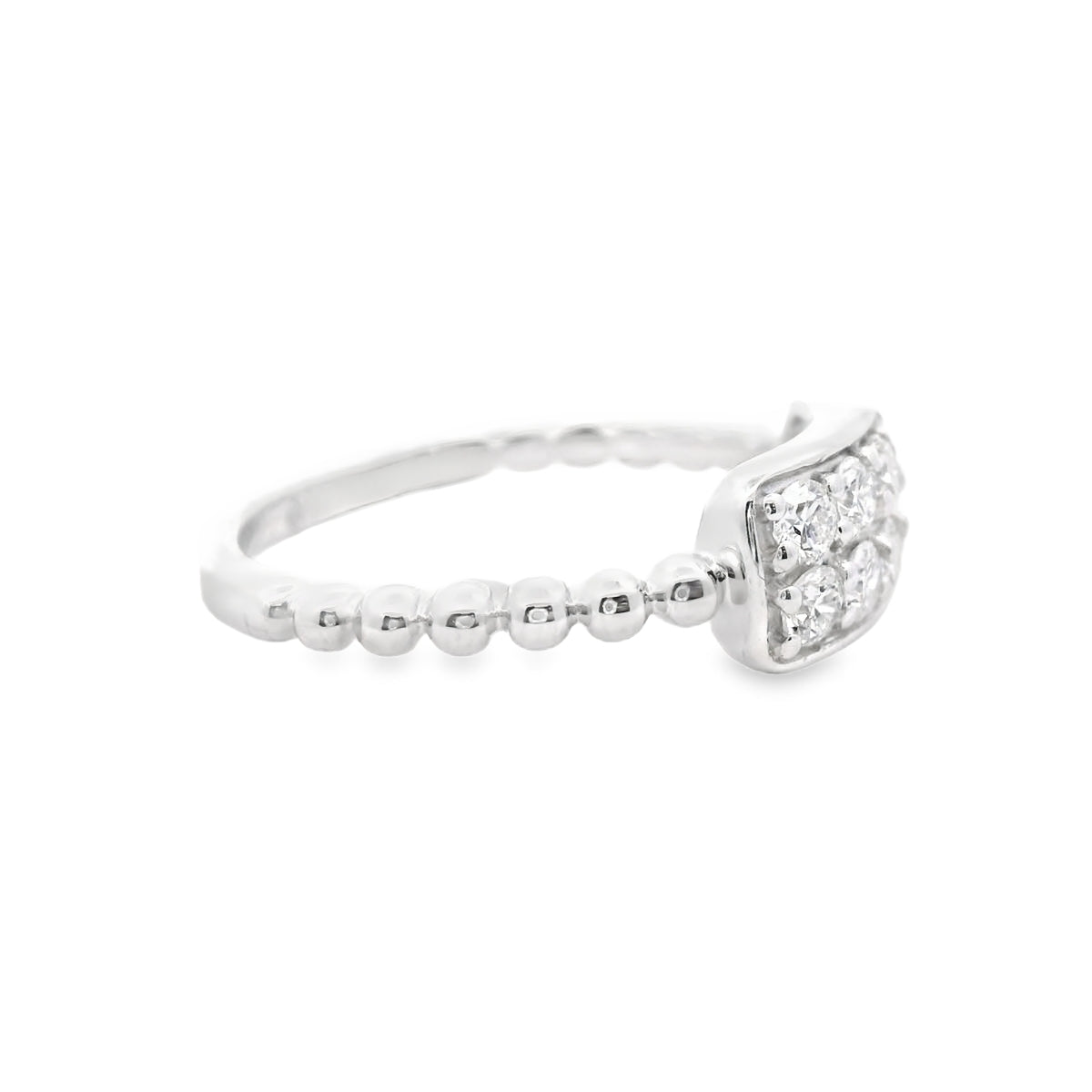 Sterling Silver 0.50CTW. Round Lab-Grown Diamond Ball Bead Fashion Ring Side View