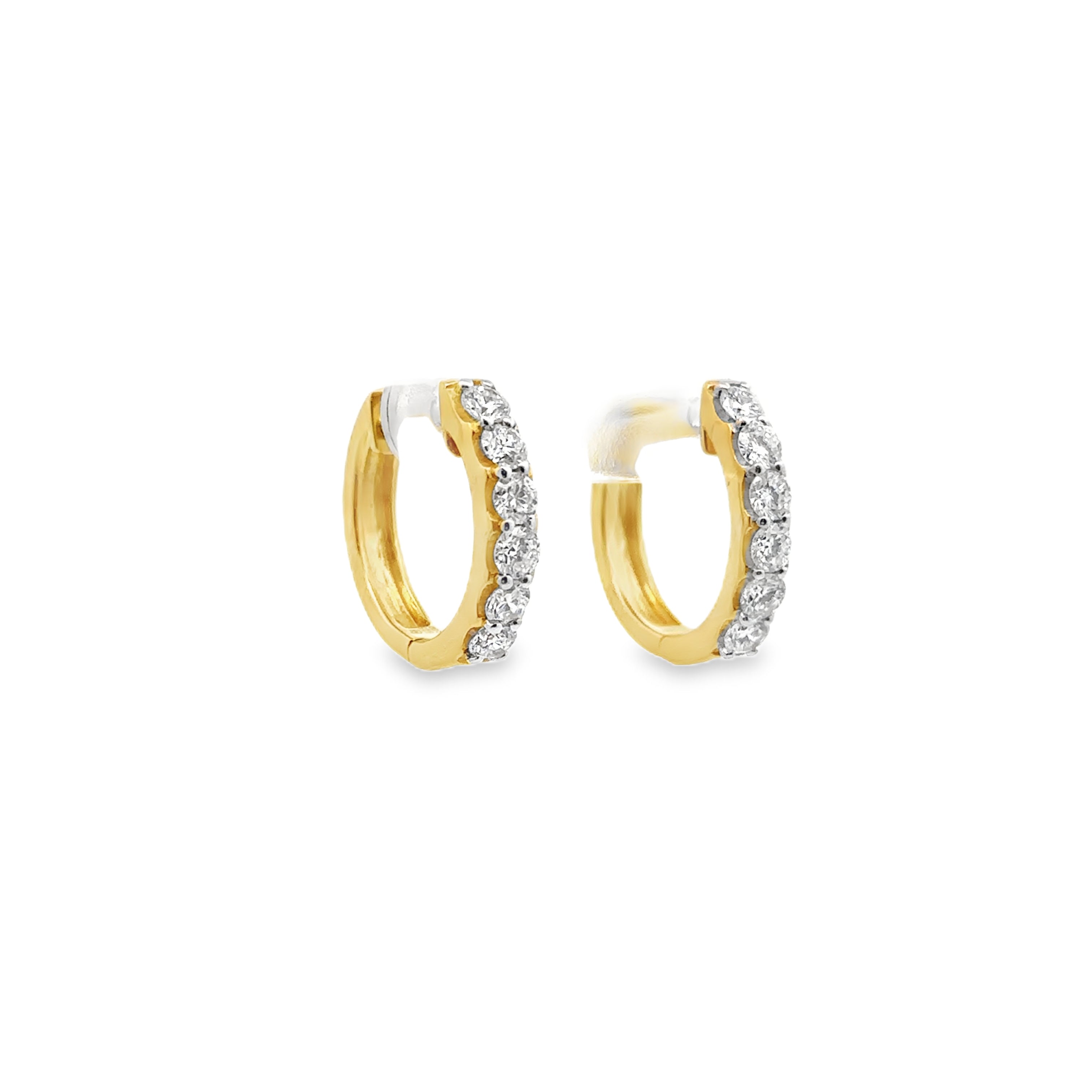 Side View of Gold-Plated 1CTW. Lab-Grown Diamond Hoop Earrings