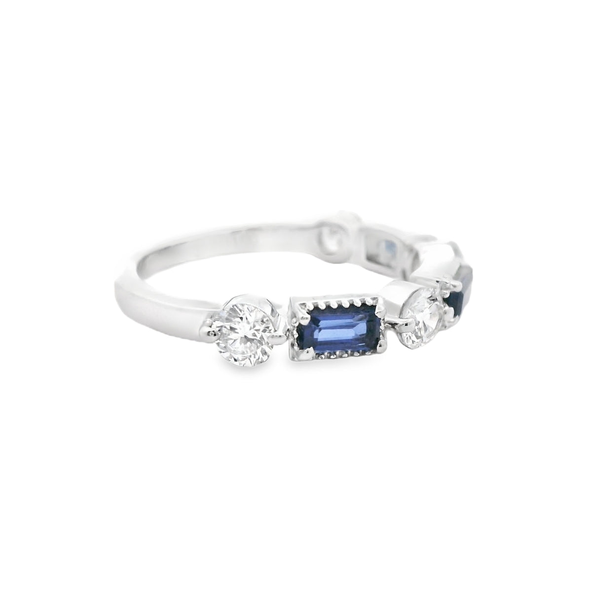Side View of Sterling Created Blue Sapphire & 0.63CTW. Lab-Grown Diamond Fashion Ring