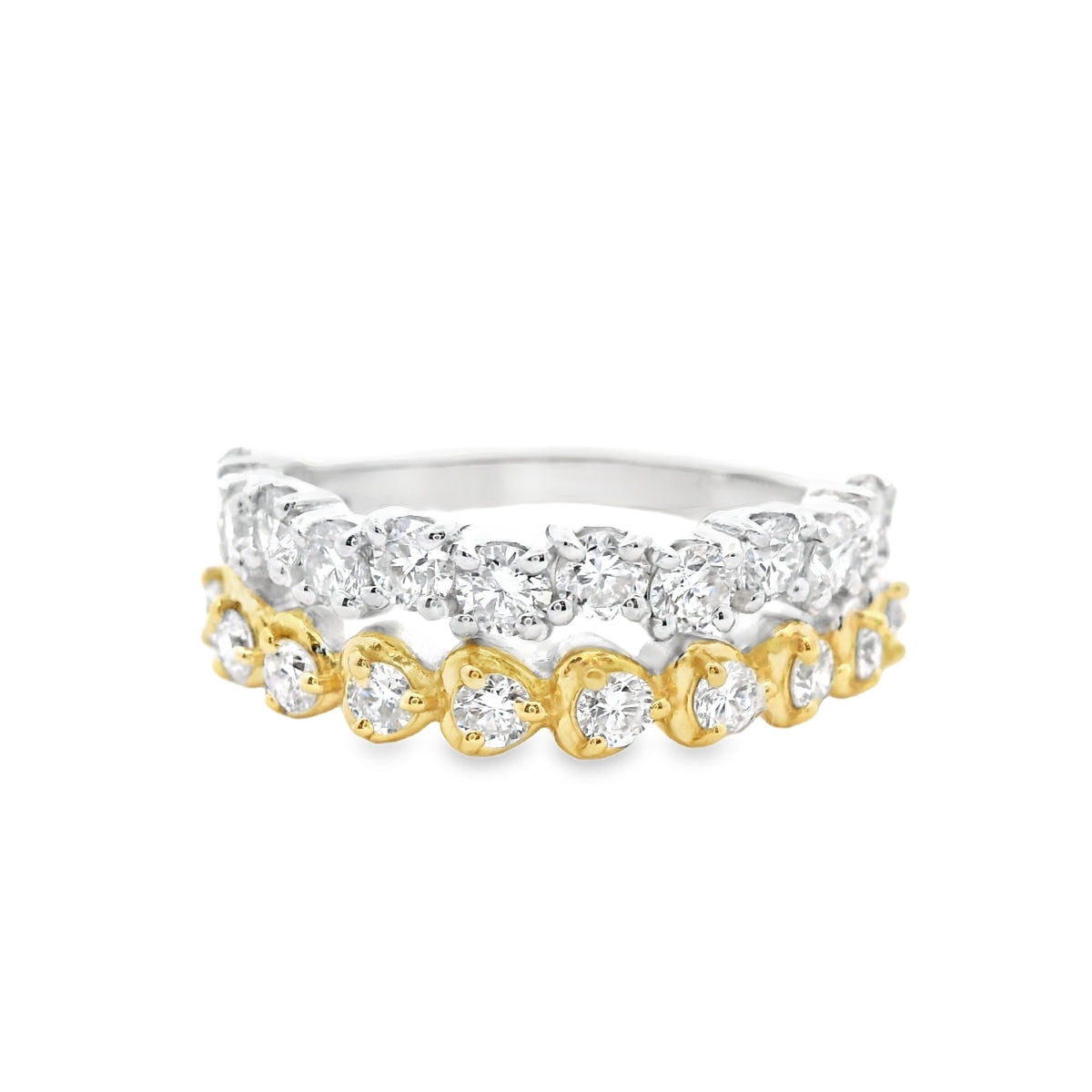 Gold-Plated 1.33CTW. Lab-Grown Diamond Double Row Fashion Ring