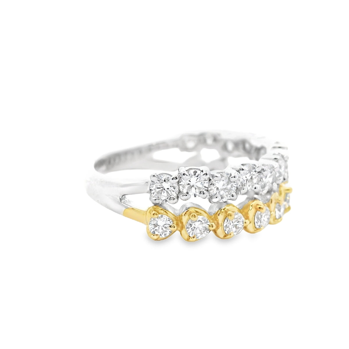 Gold-Plated 1.33CTW. Lab-Grown Diamond Double Row Fashion Ring