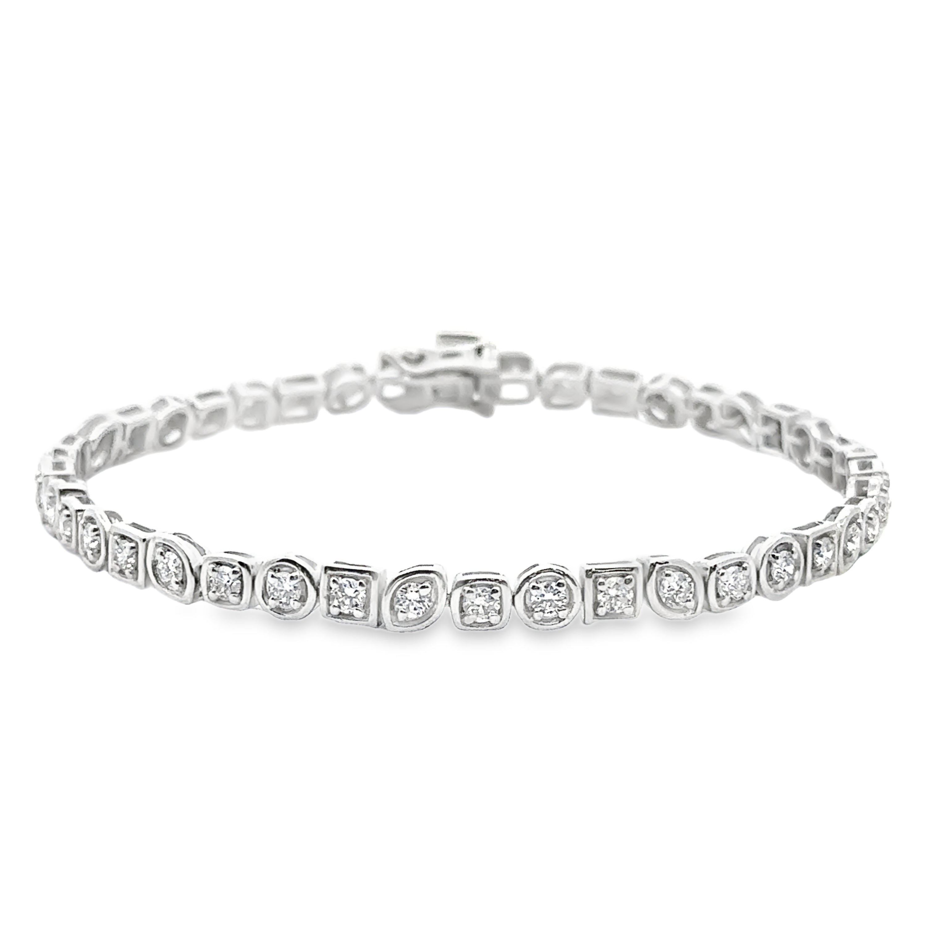 Sterling Silver 2.50CTW. Lab-Grown Diamond Bezel Set Tennis Bracelet