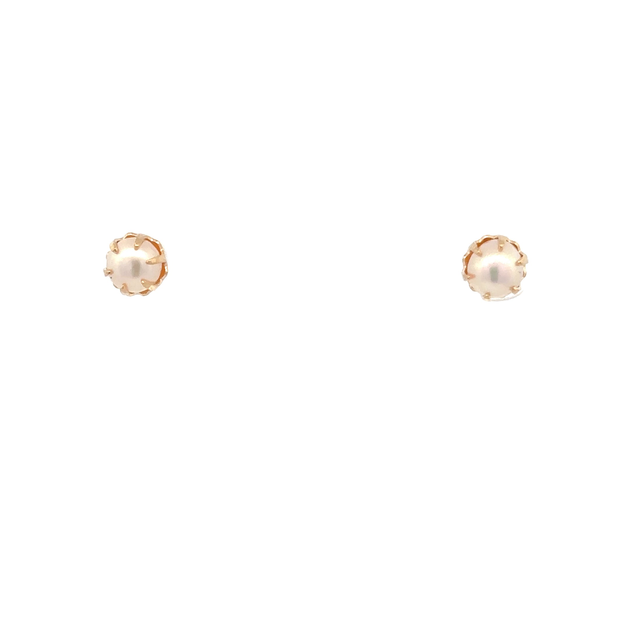 Estate Collection: 14K Yellow Gold 6-Prong Pink Pearl Stud Earrings