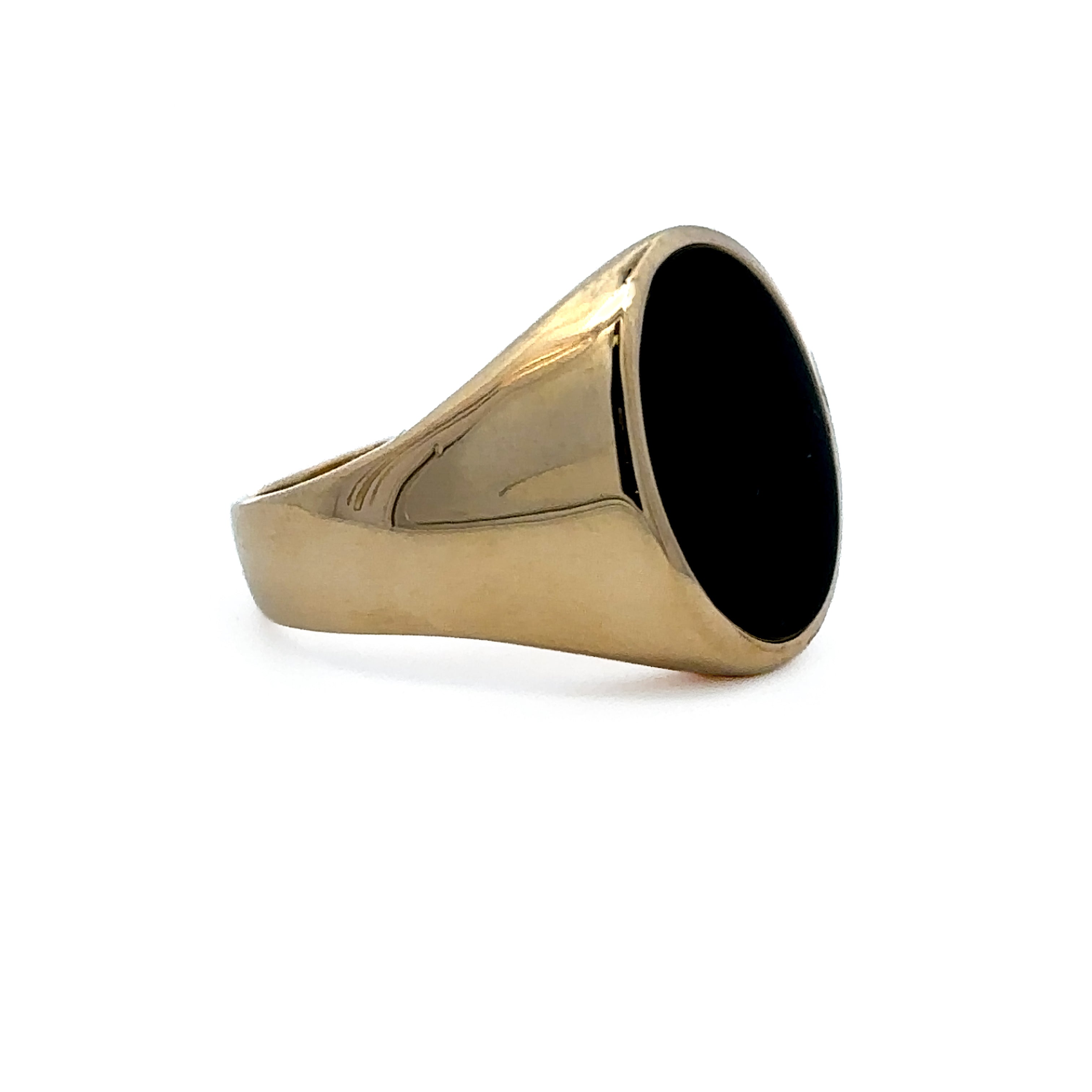 Estate Collection: 14K Yellow Gold Oval Black Stone Ring