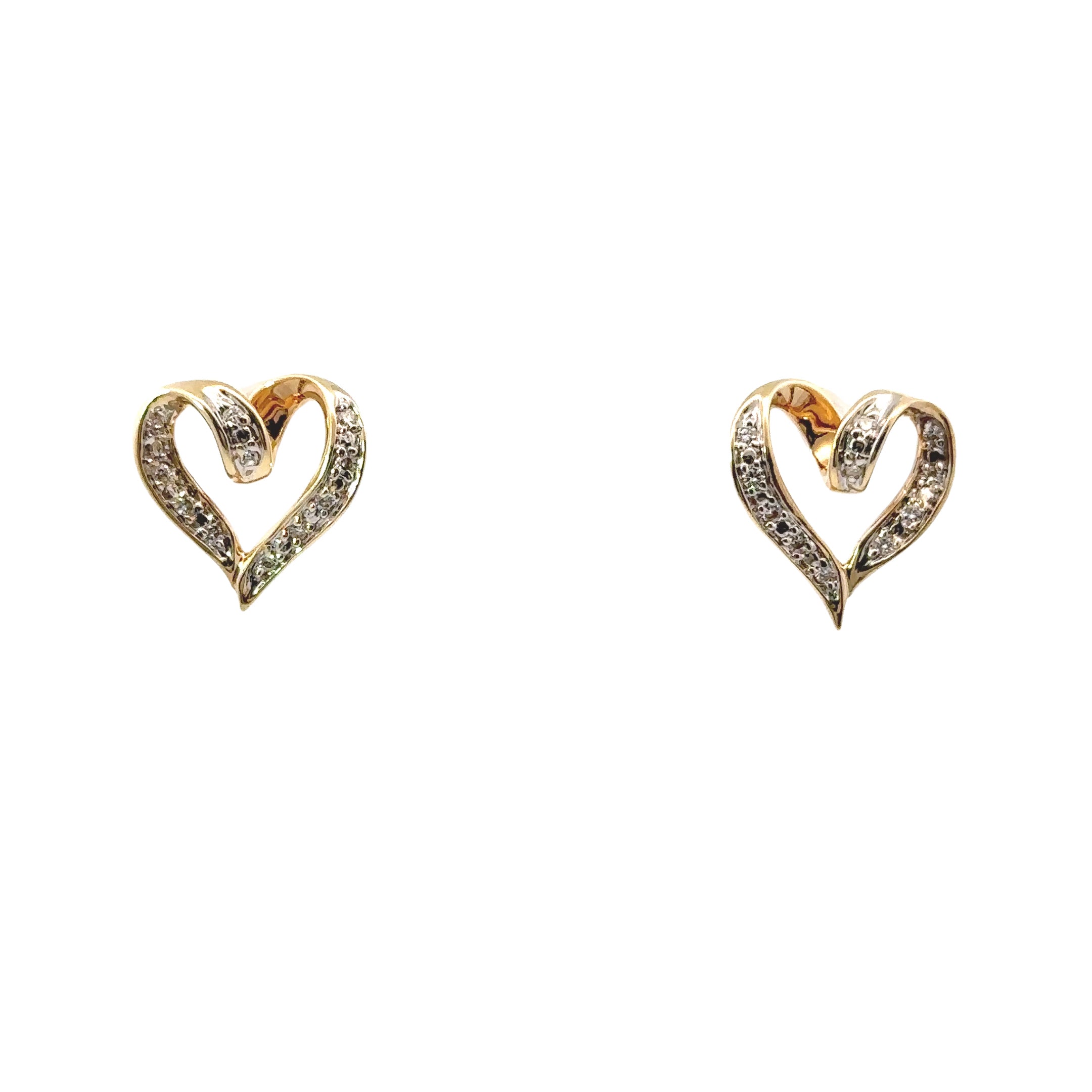 Estate Collection: 14K Yellow Gold Diamond Twist Heart Stud Earrings