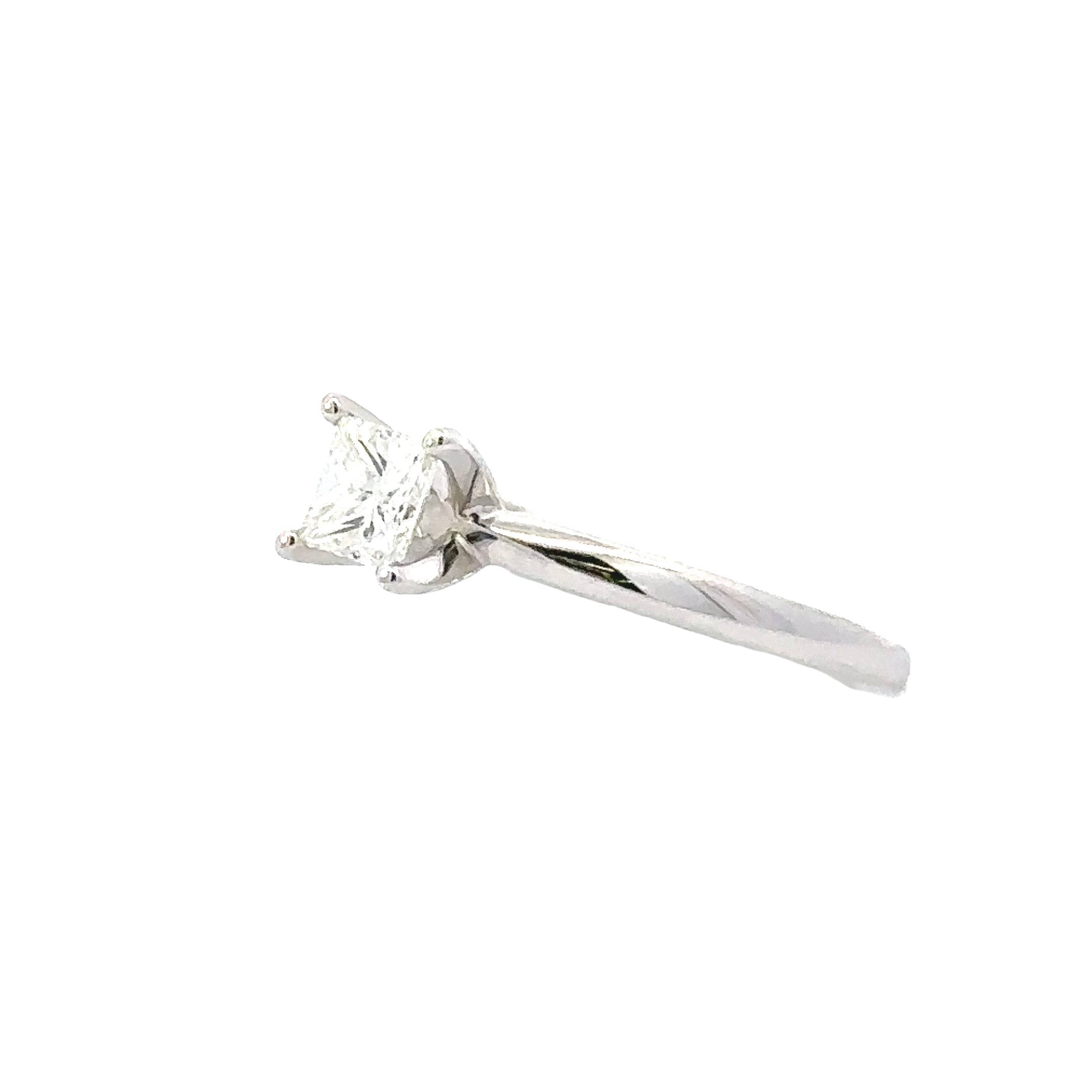 Estate Collection: 14K White Gold 3/8CT. Princess-Cut Diamond Solitaire Engagement Ring