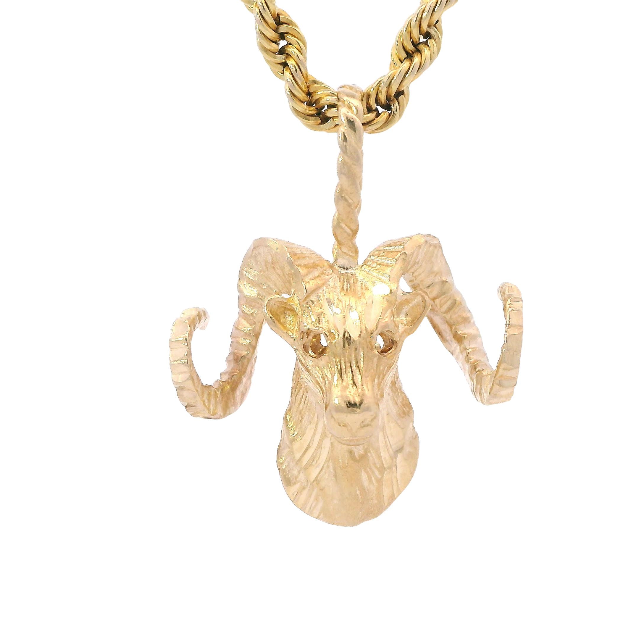 Estate Collection: 14K Yellow Gold Ram's Head Pendant without Chain