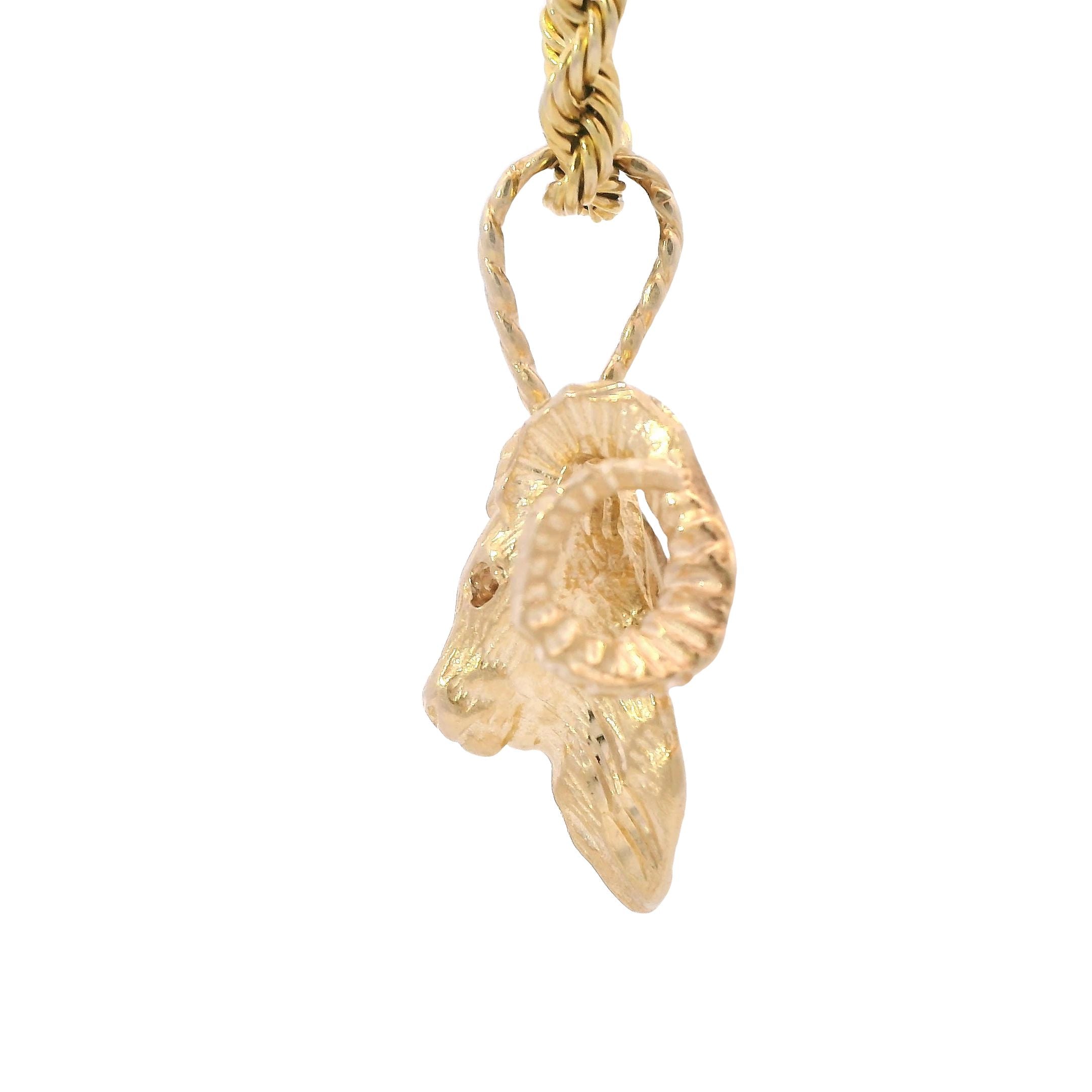 Estate Collection: 14K Yellow Gold Ram's Head Pendant without Chain