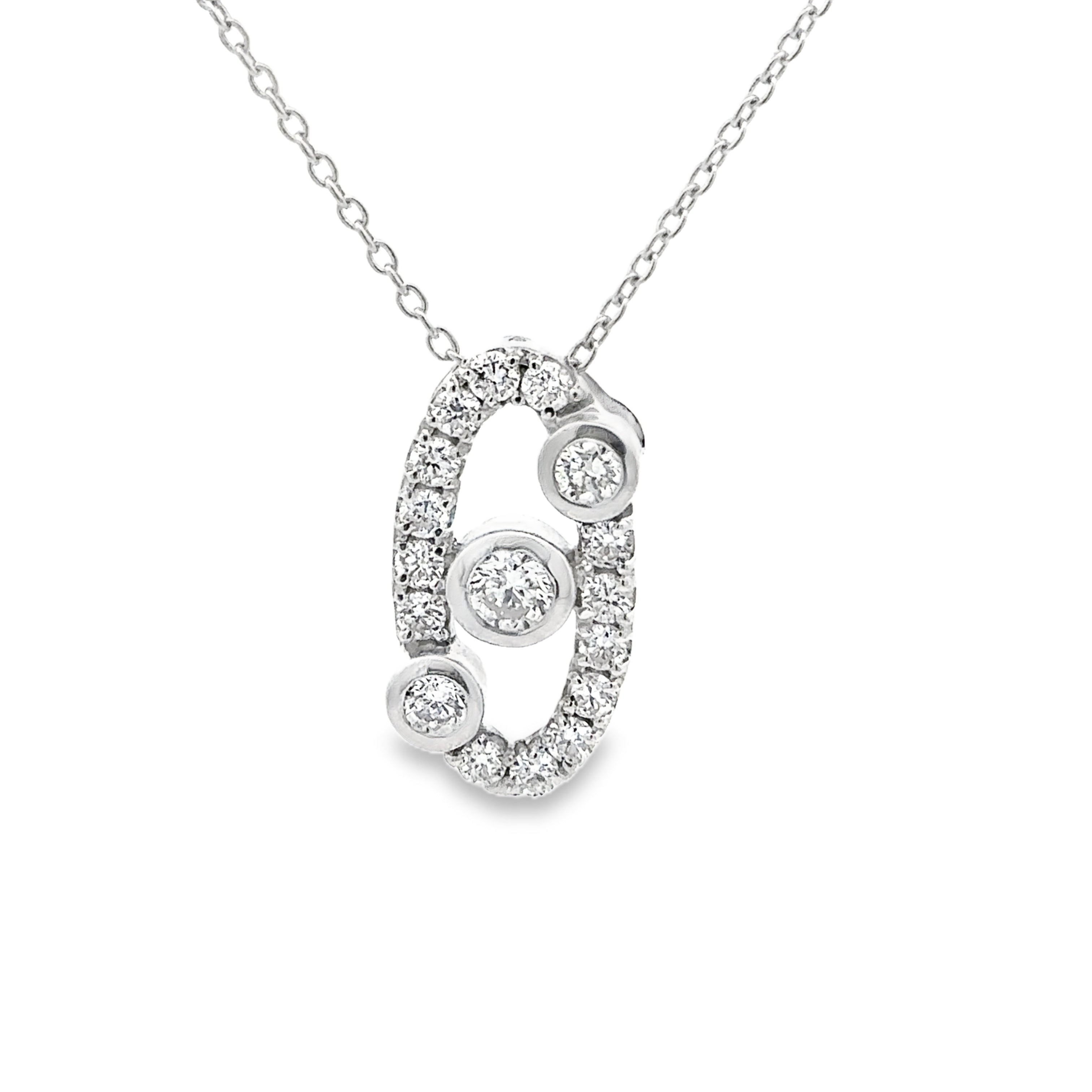 Front view of Sterling Silver 0.75CTW. Lab-Grown Diamond Bezel-Set Orbital Pendant Necklace