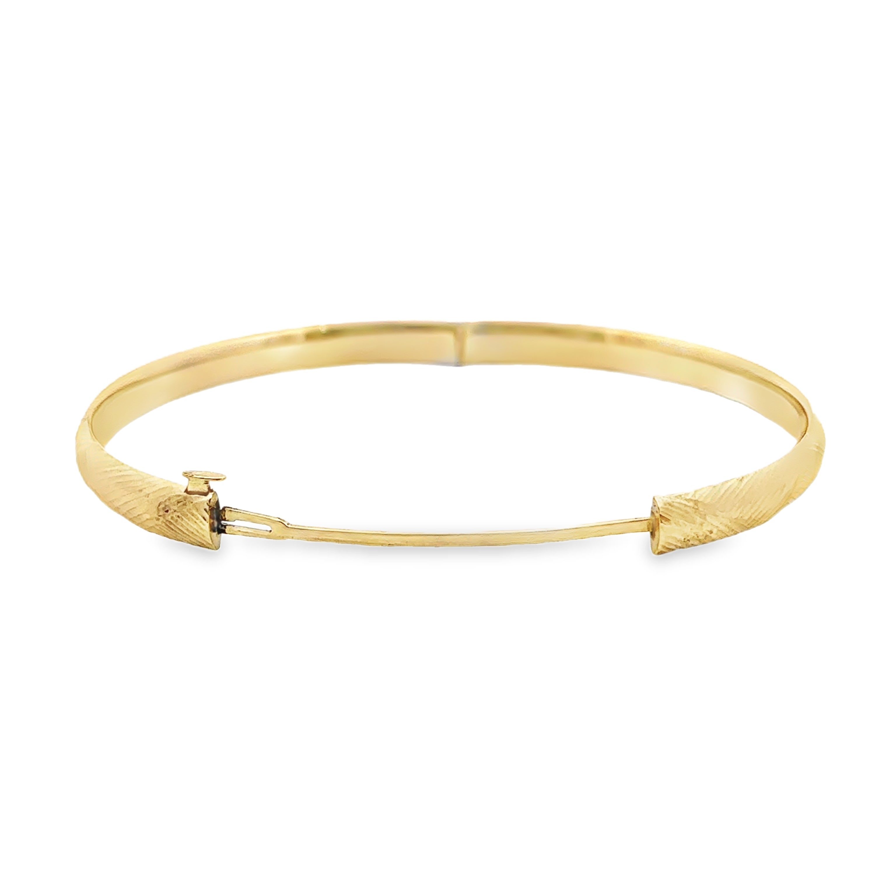 Estate Collection: 14K Yellow Gold Hollow Hatching Textured Bangle Bracelet