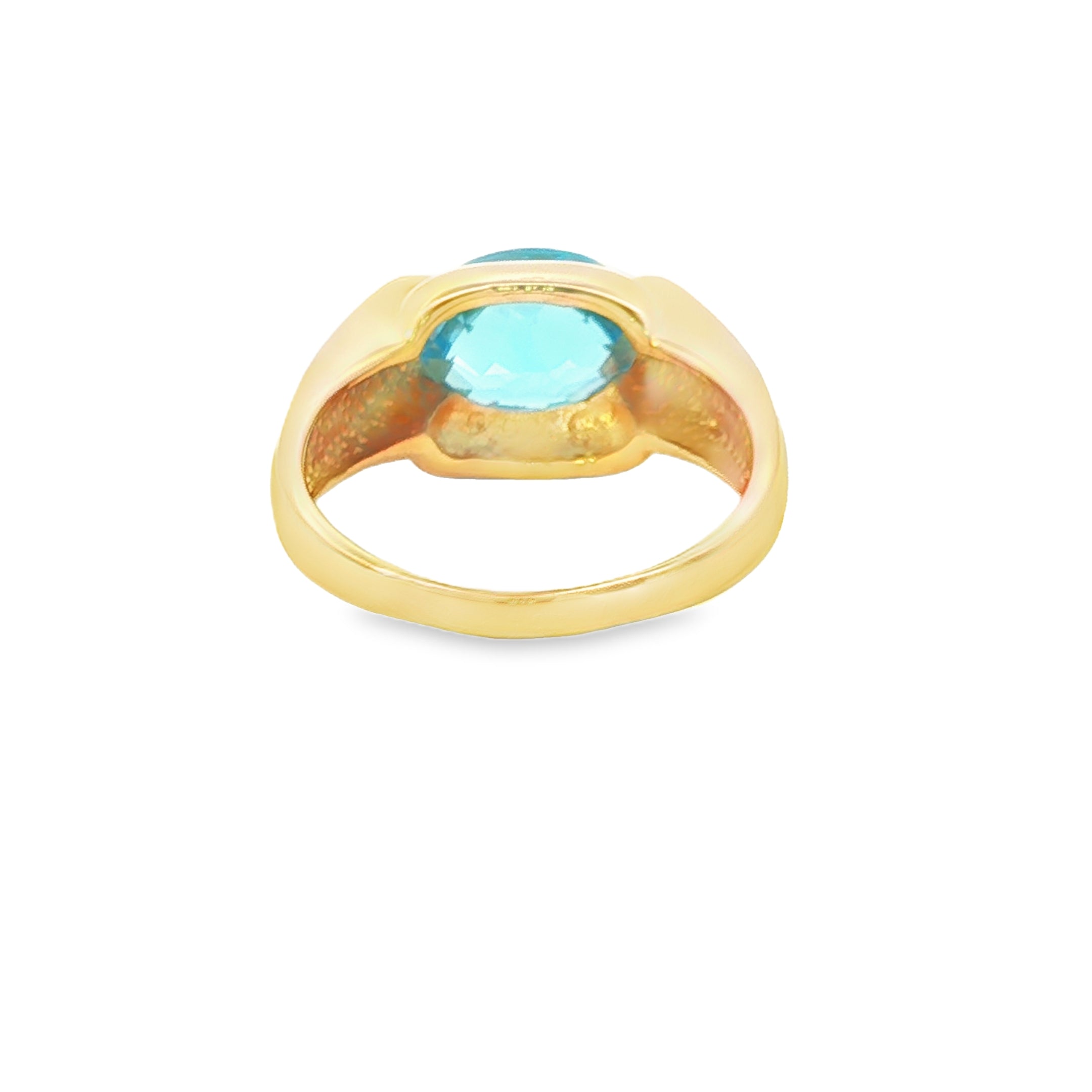 Estate Collection: 14K Yellow Gold East-to-West Blue Topaz Half-Bezel Fashion Ring