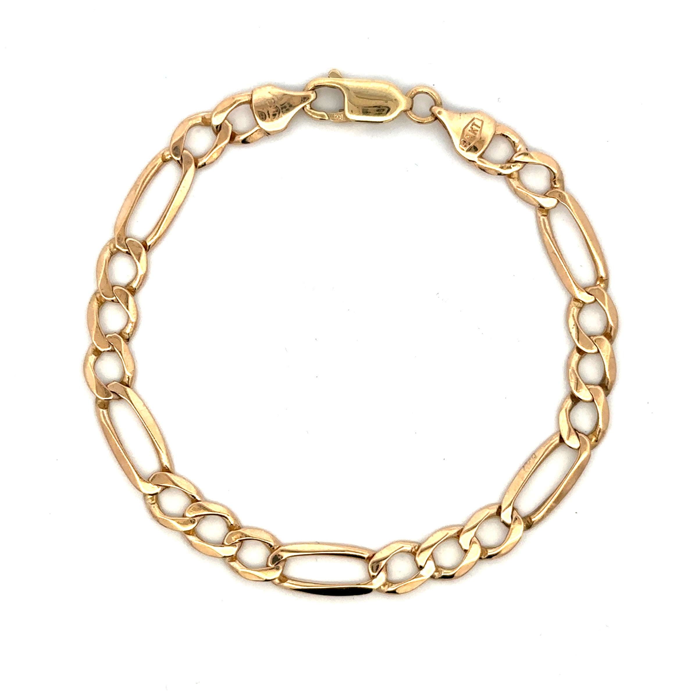 Estate Collection: 14K Yellow Gold 7" 6MM Figaro Link Bracelet