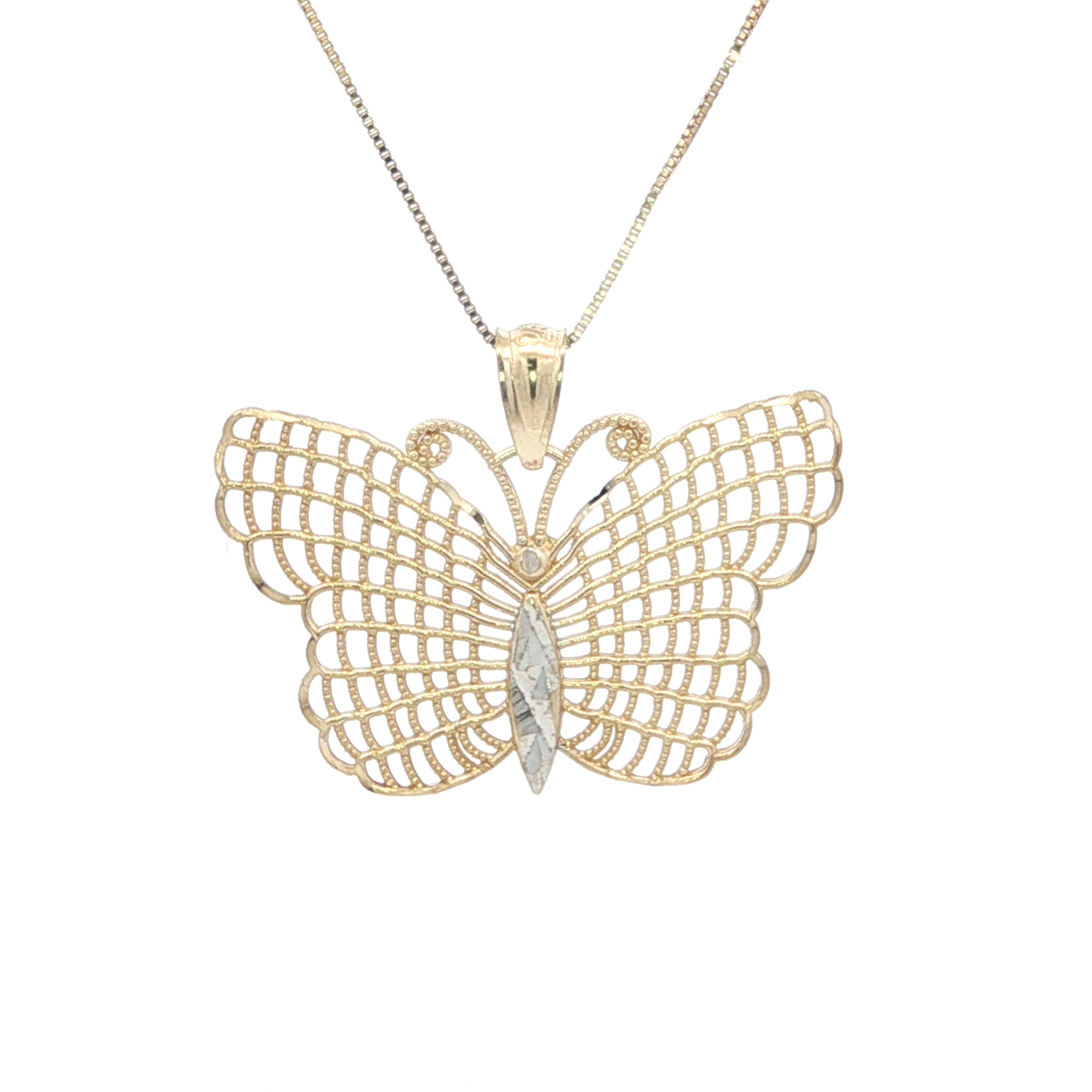 Estate Collection: 10K Yellow Gold Filigree-Style Butterfly Pendant without Chain