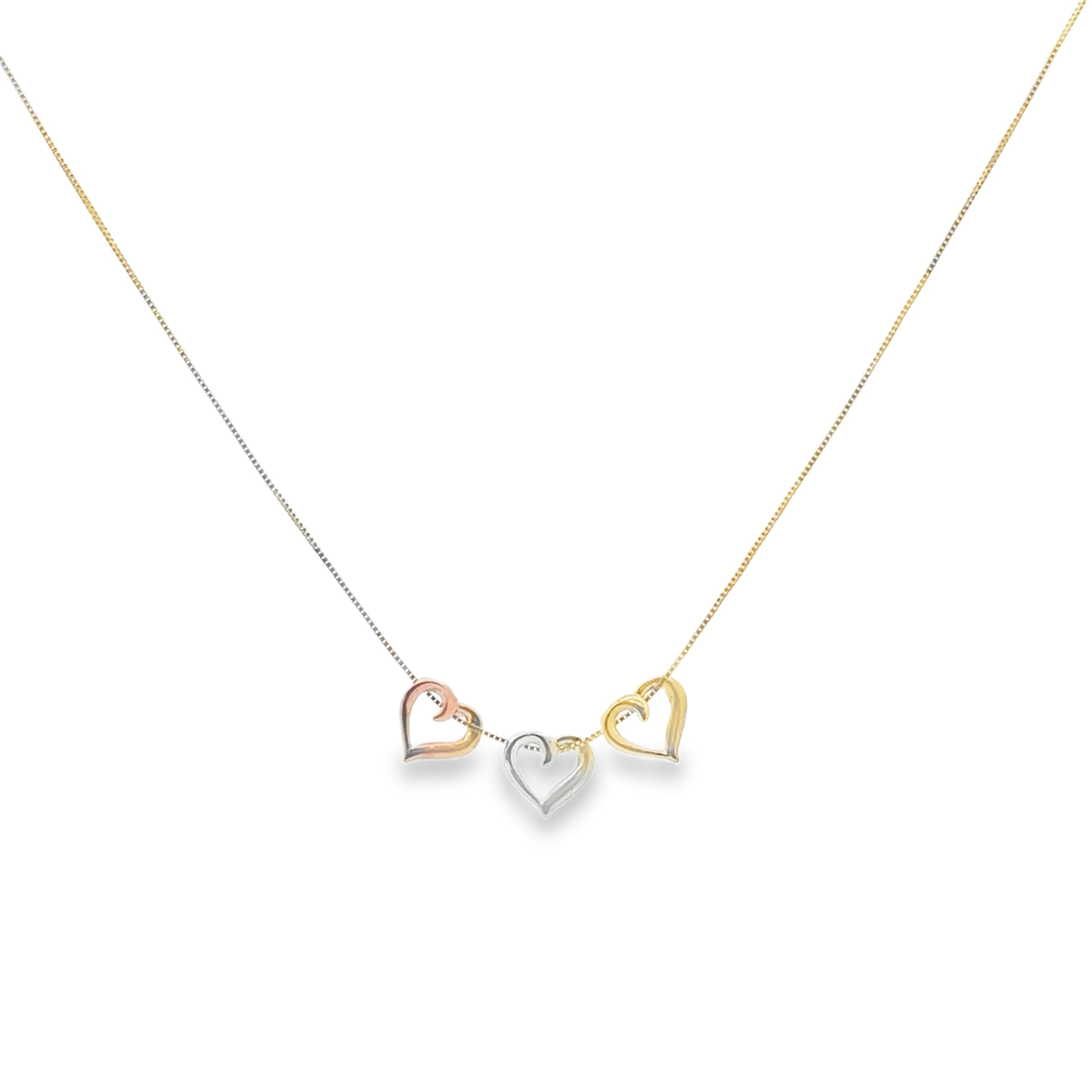 Necklace with heart-shaped pendants on a white background