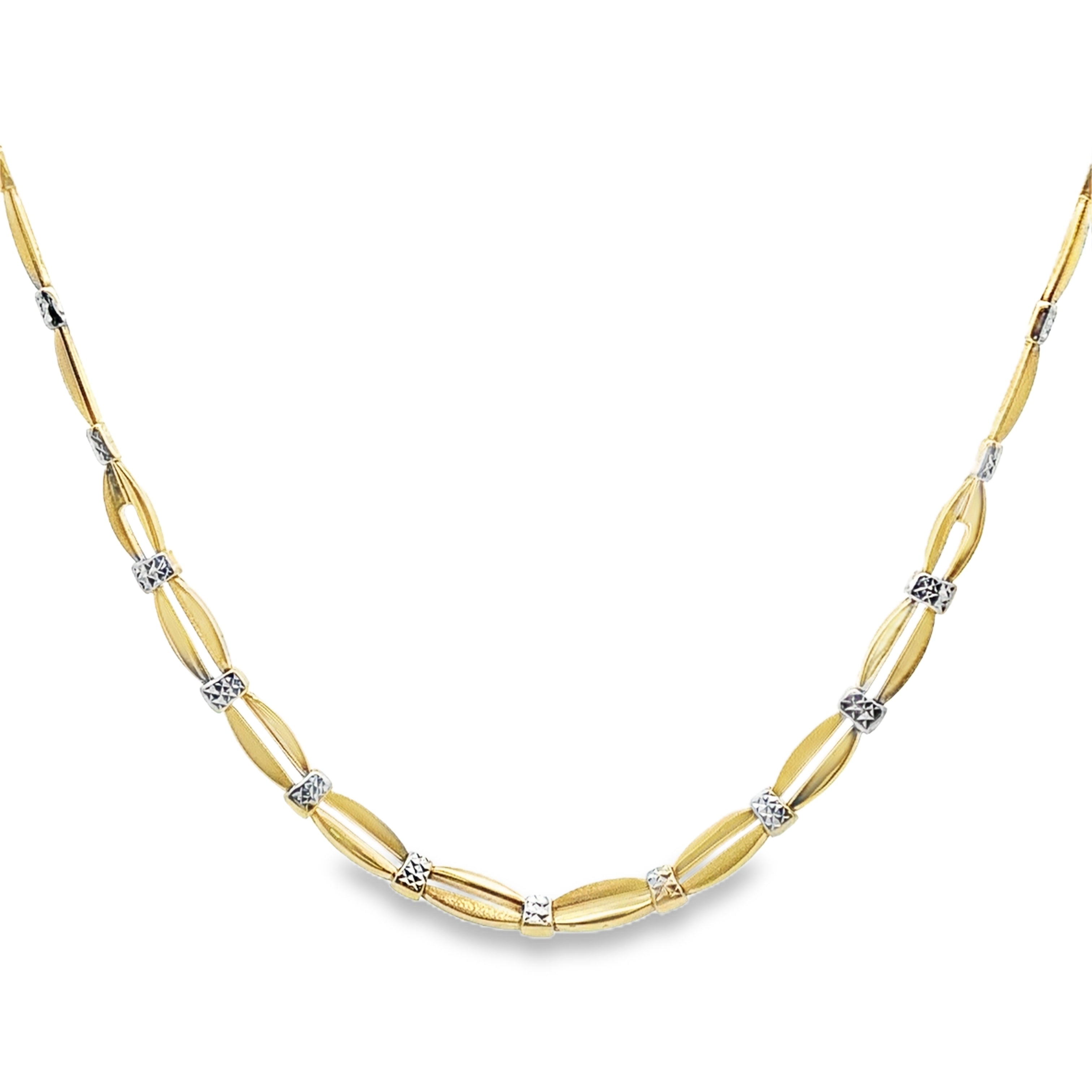 Estate Collection: 10K Yellow Gold & White Gold Fancy Link Necklace