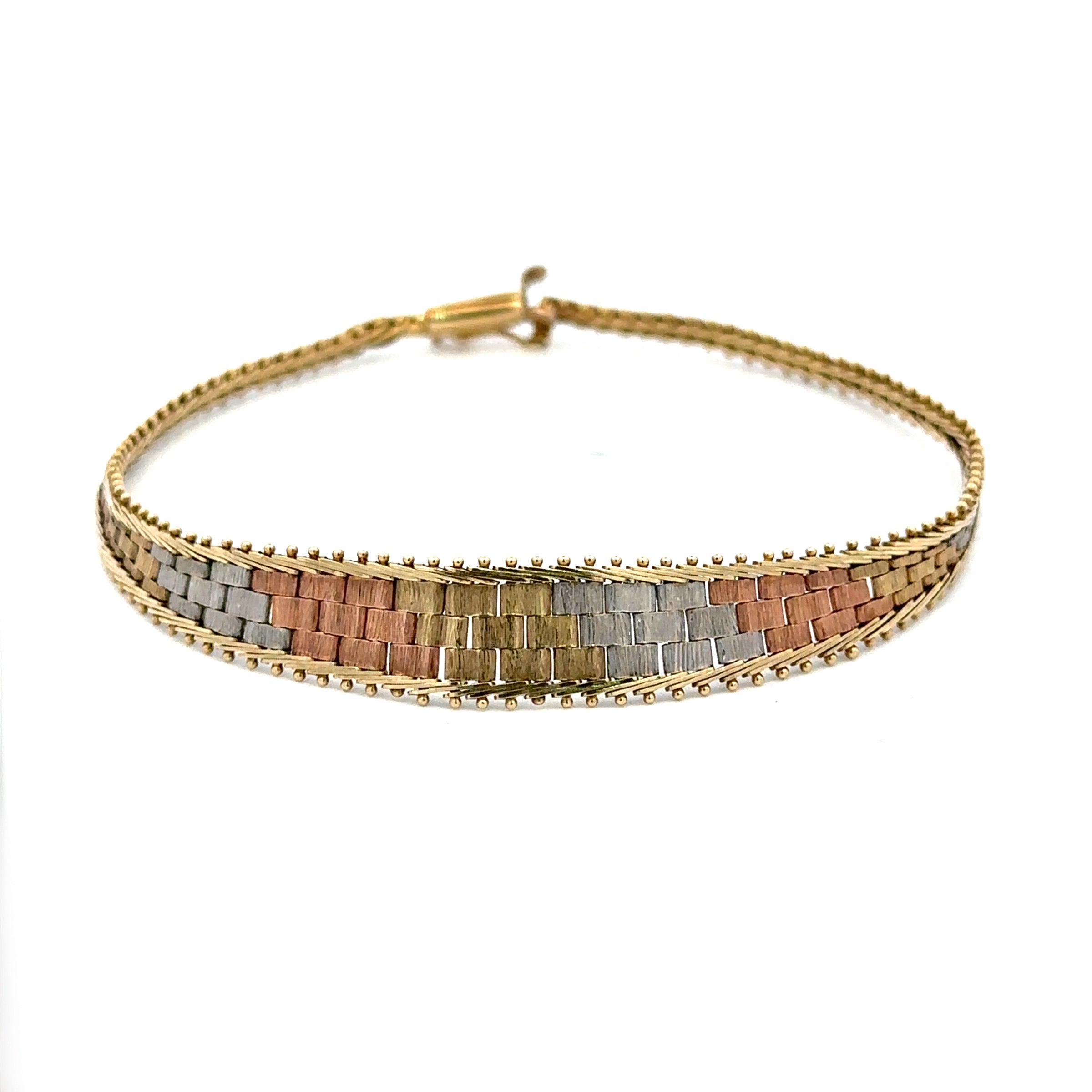 Estate Collection: 14K Tri-Tone Gold Milgrain 7.5" Bracelet