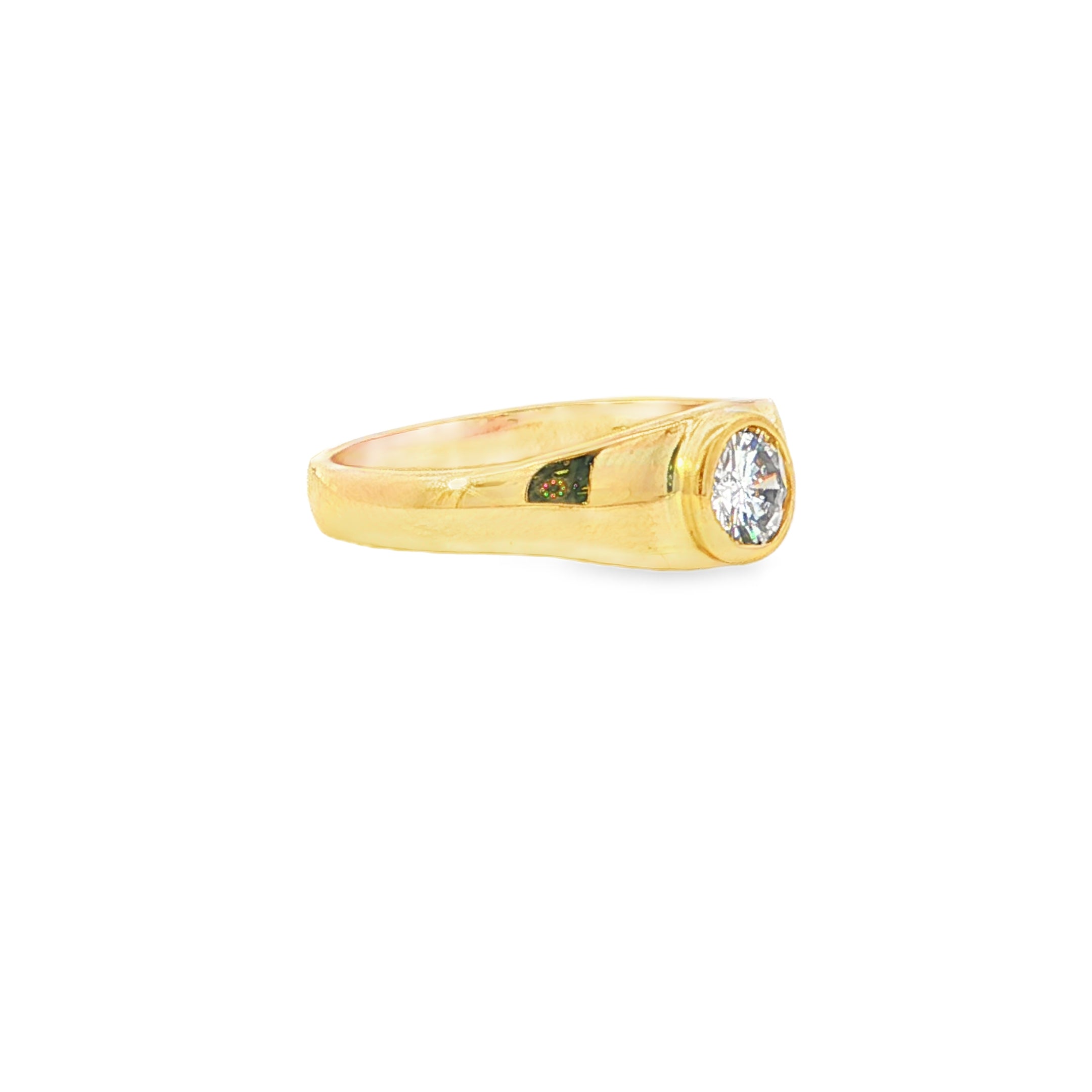 Estate Collection: 18K Yellow Gold Approximately 1.25CT. Round Diamond Bezel-Set 8MM Tapered Men's Band