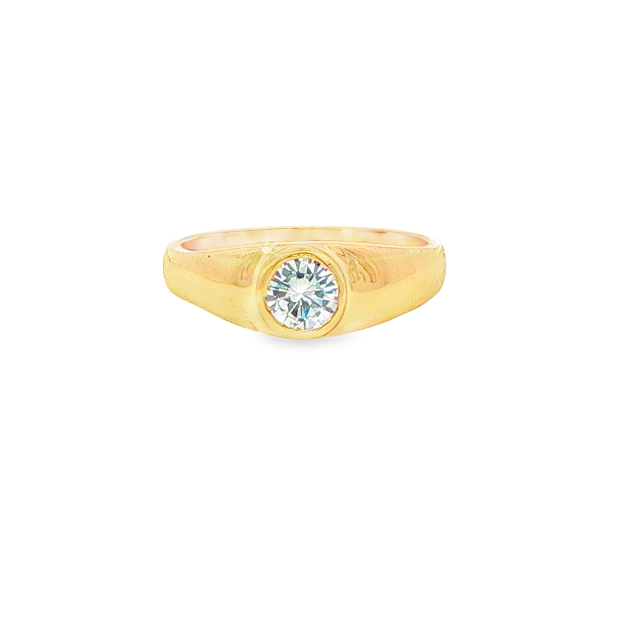 Estate Collection: 18K Yellow Gold Approximately 1.25CT. Round Diamond Bezel-Set 8MM Tapered Men's Band