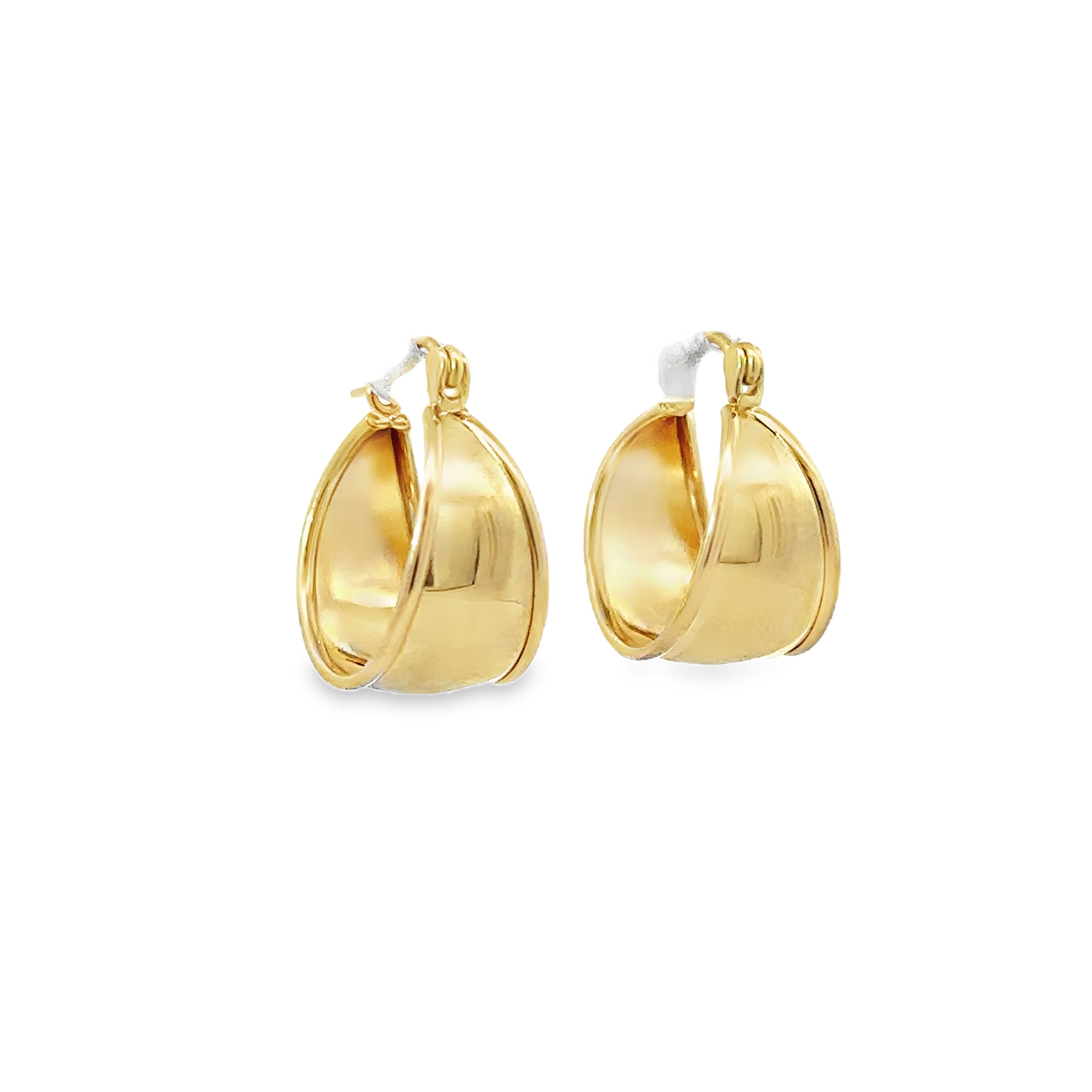 Front view estate 14k yellow gold small chunky hoops