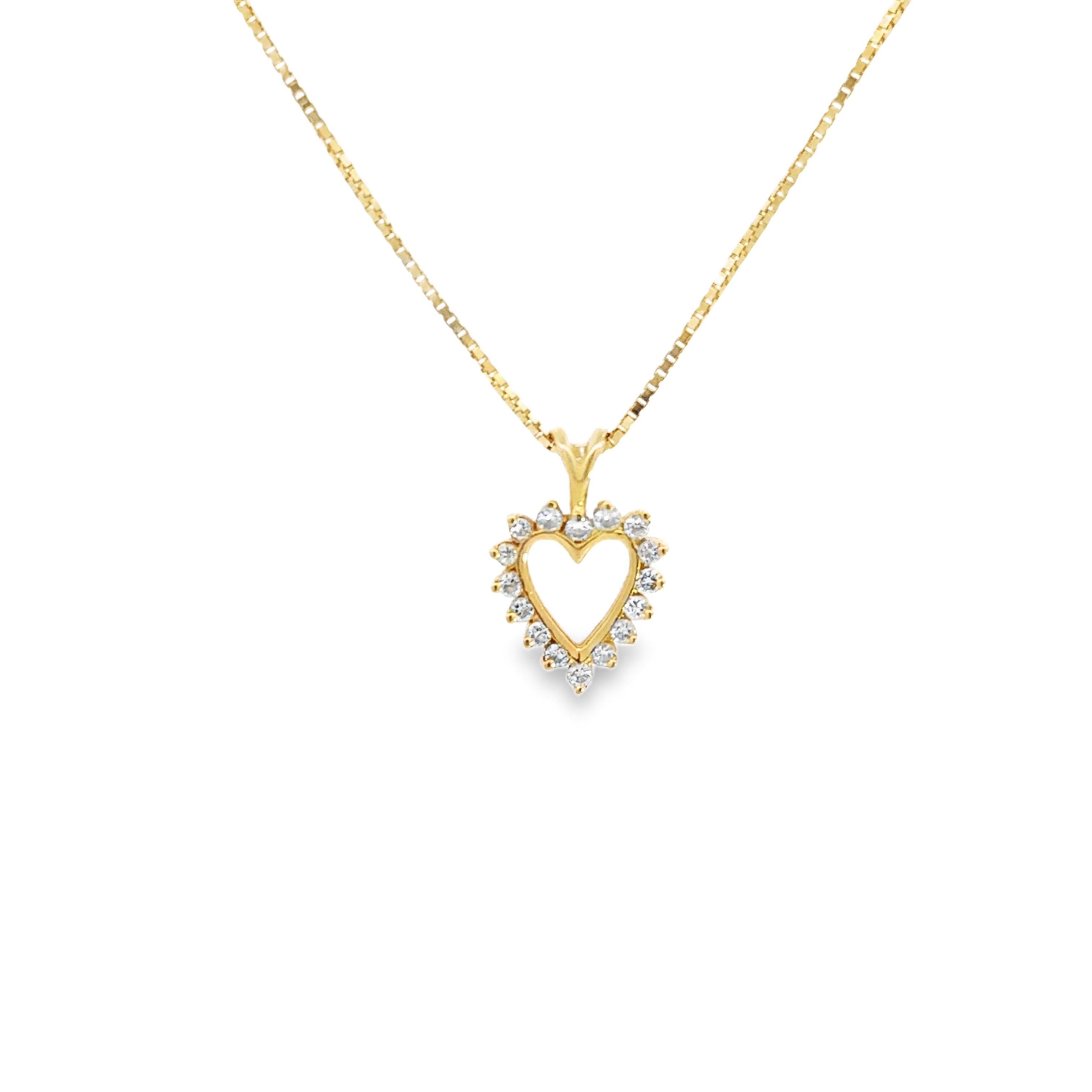 Estate 14k Yellow gold heart pendant with chain