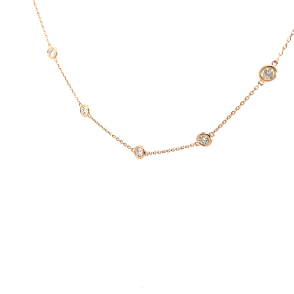 14K Rose Gold 2CT. Lab-Grown Diamond Station Necklace