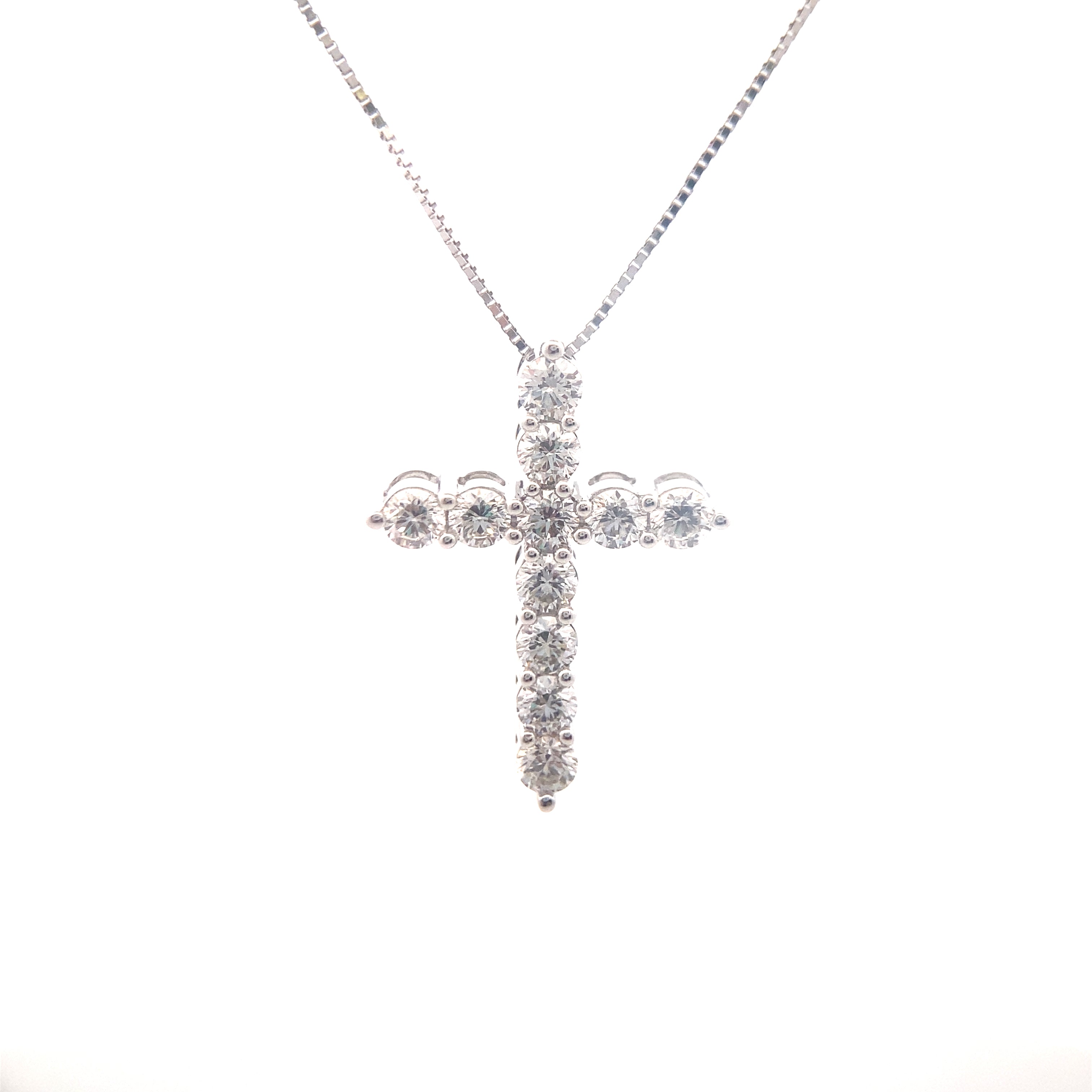 14K White Gold 1CT. Lab-Grown Diamond Cross Pendant
