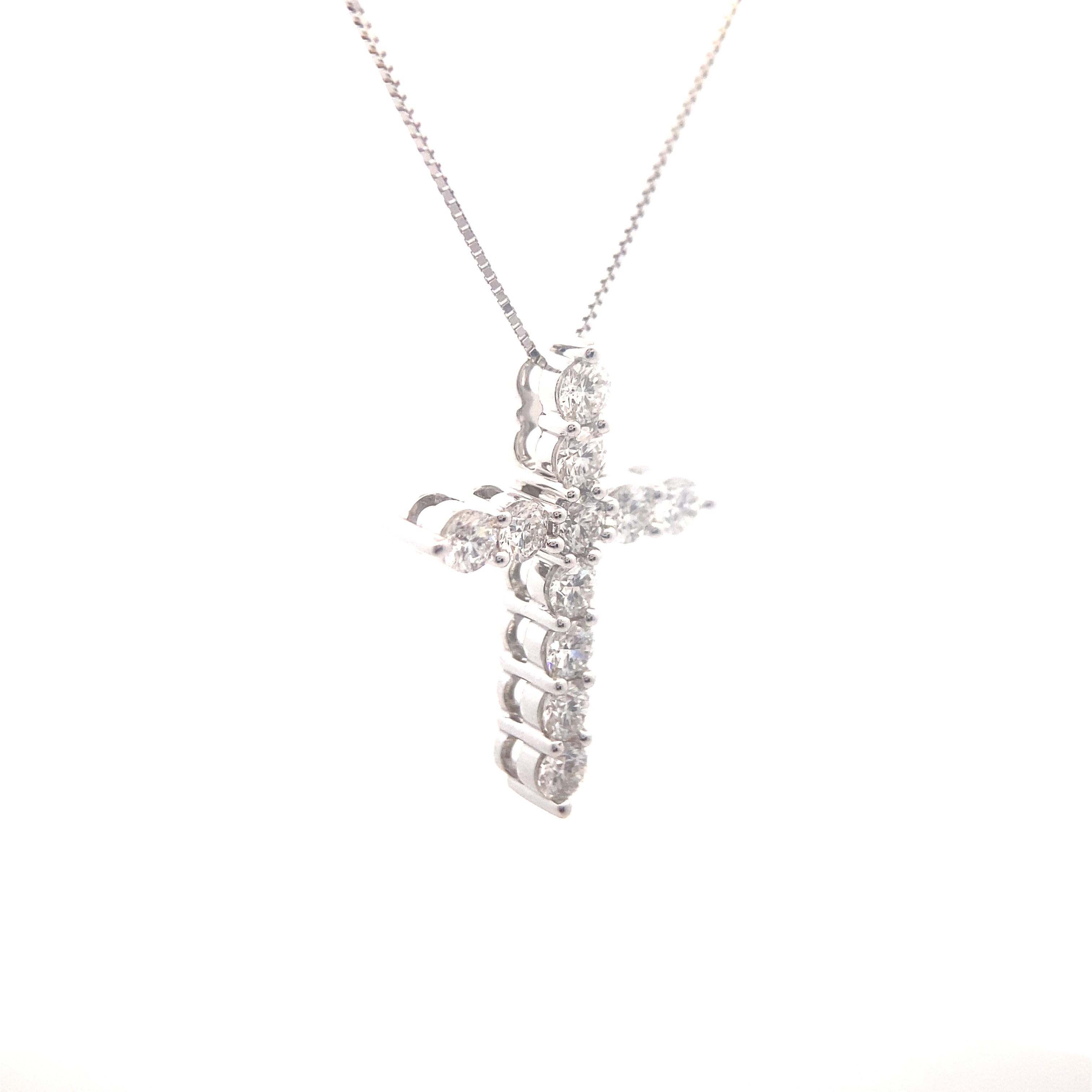 14K White Gold 1CT. Lab-Grown Diamond Cross Pendant