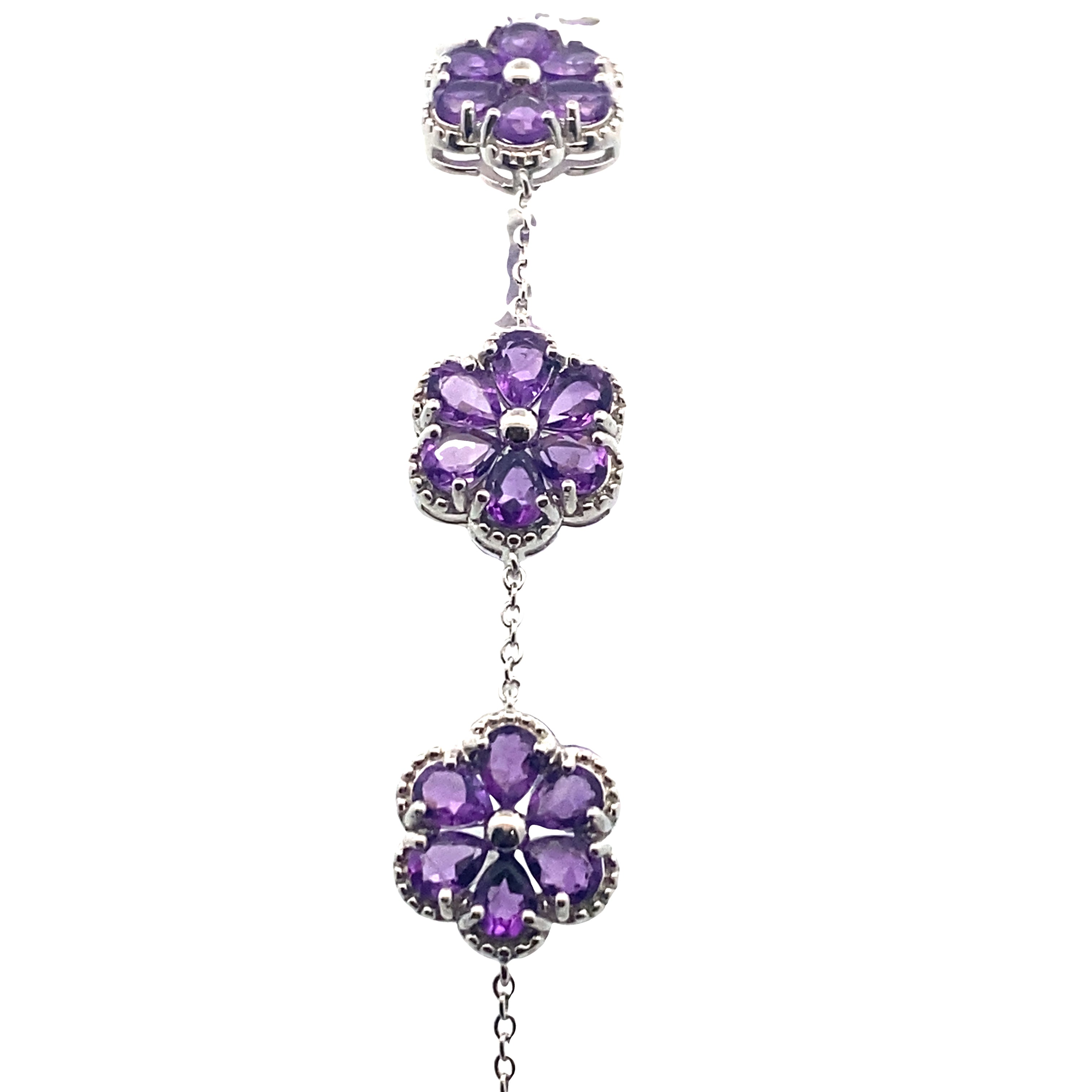 Sterling Silver Amethyst Pear Bracelet