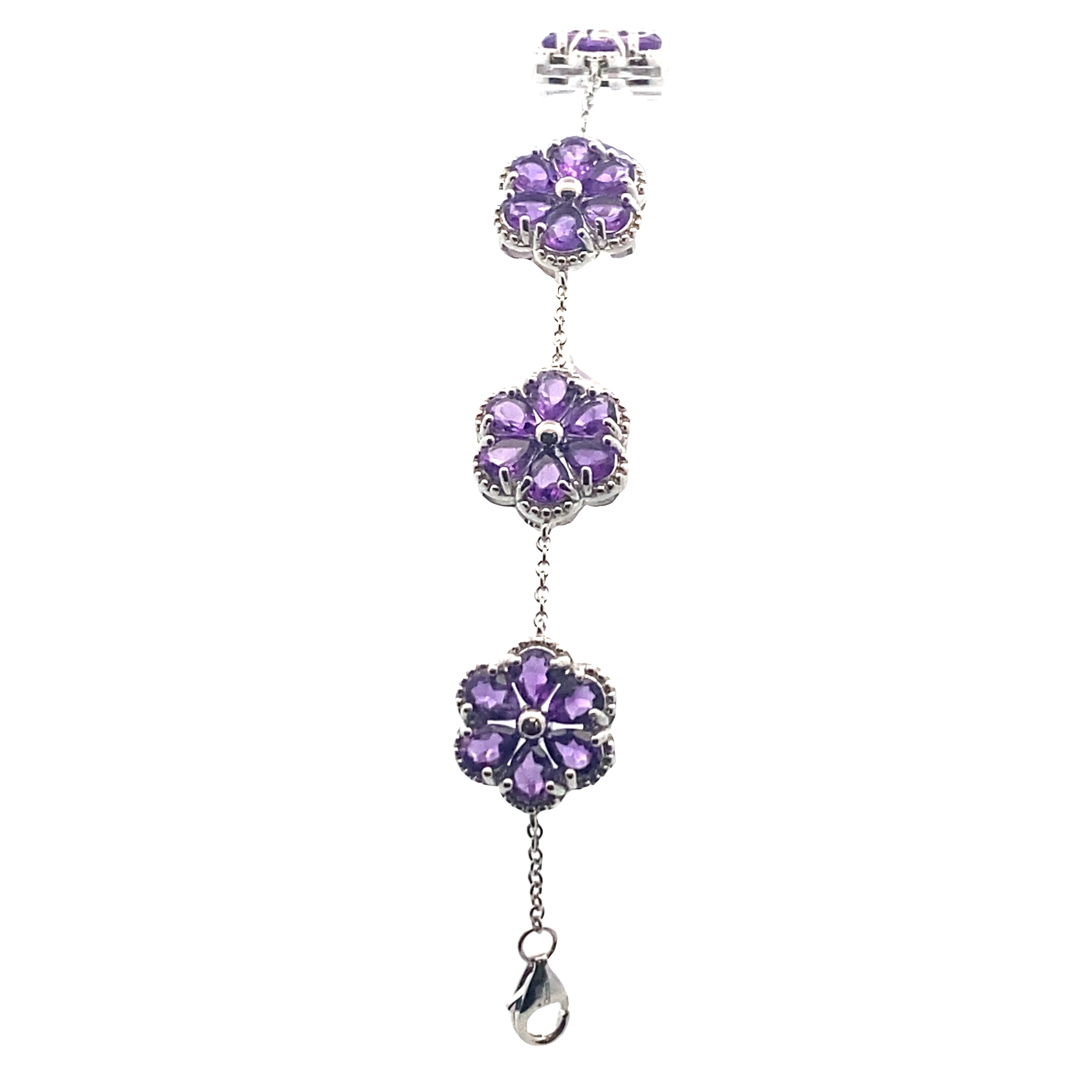 Sterling Silver Amethyst Pear Bracelet